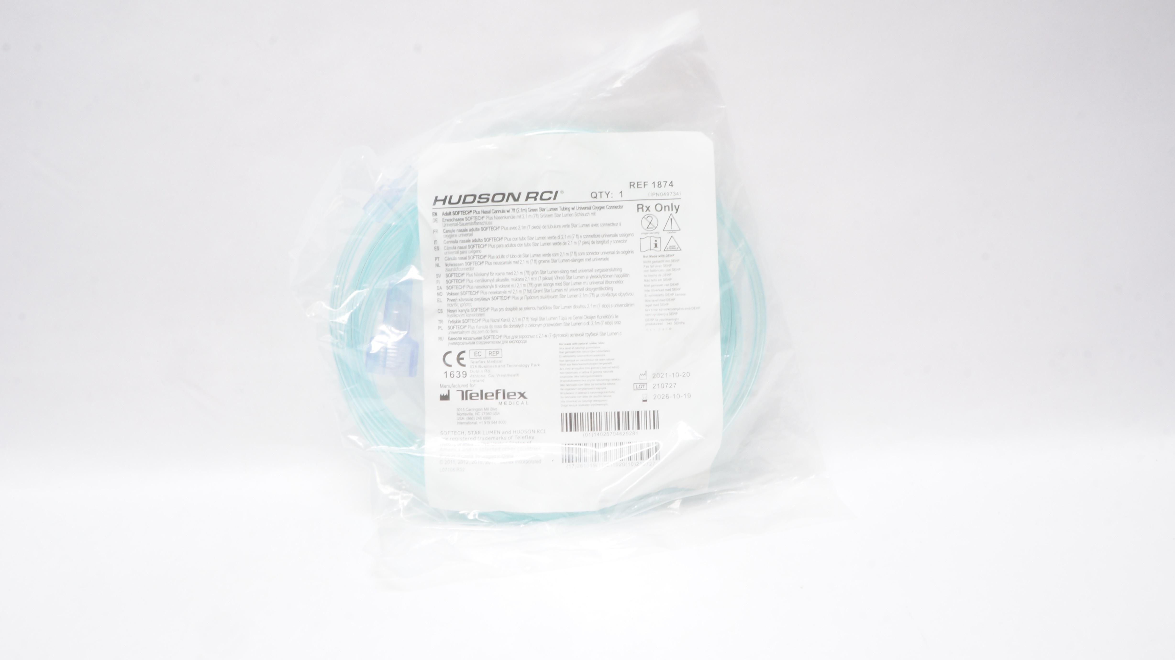 Teleflex 1874 Hudson RCI Adult Softech Plus Nasal Cannula