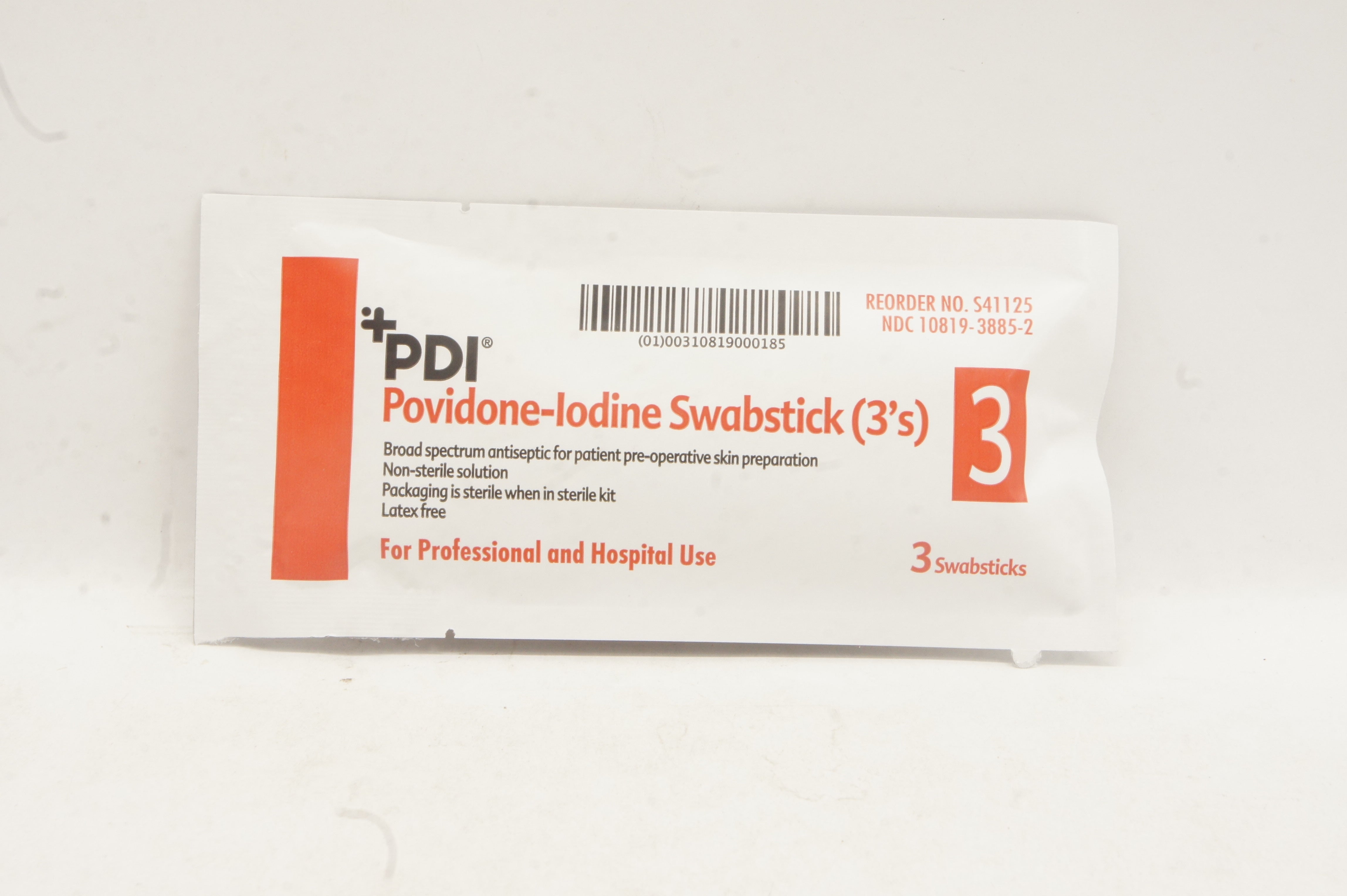PDI S41125 PDI Povidone-lodine Swabstick 3's (x) - Pack of 3