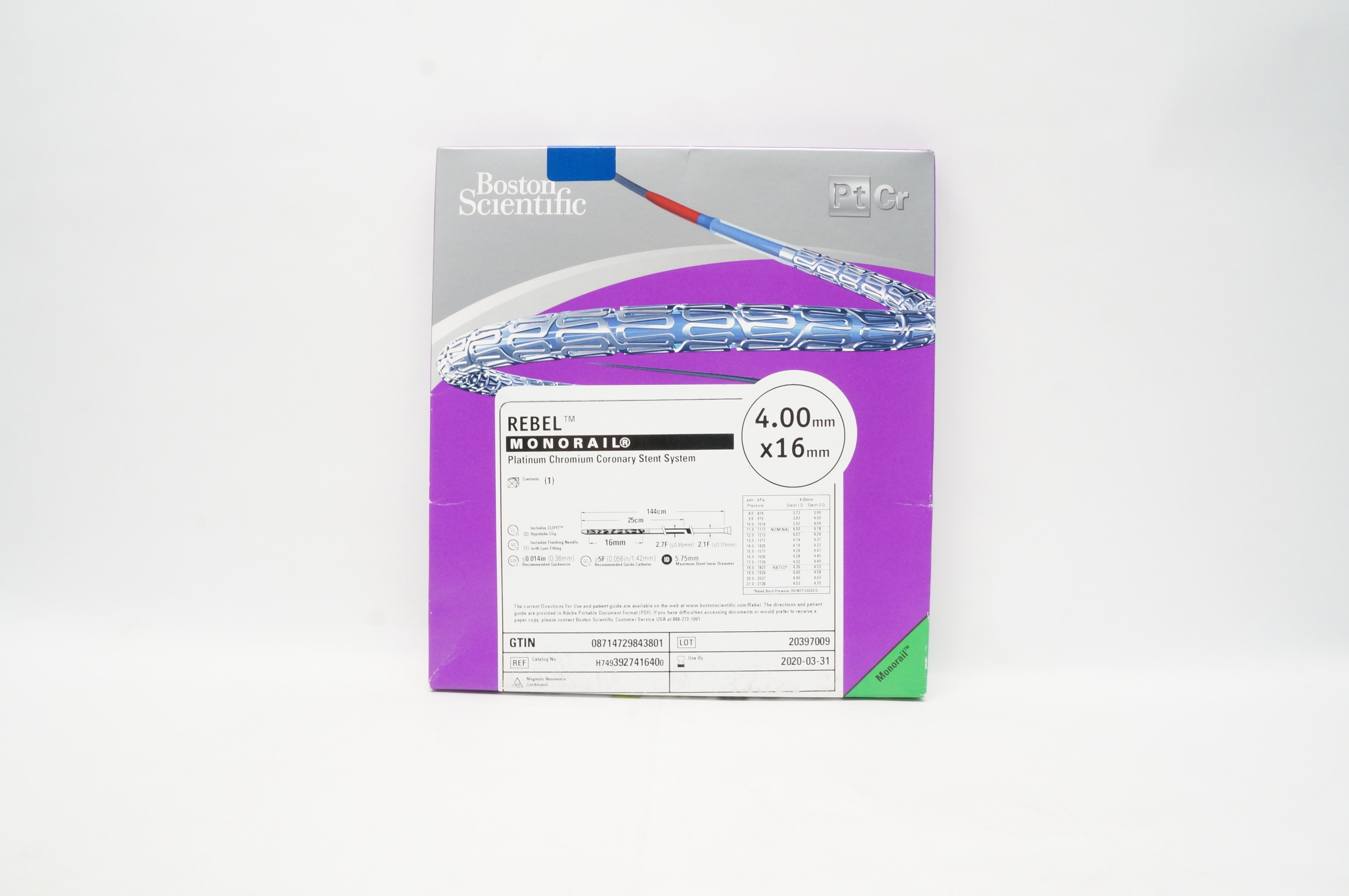 Boston Scientific 392741640 Rebel Monorail Stnt System 4.00mm x 16mm (x)