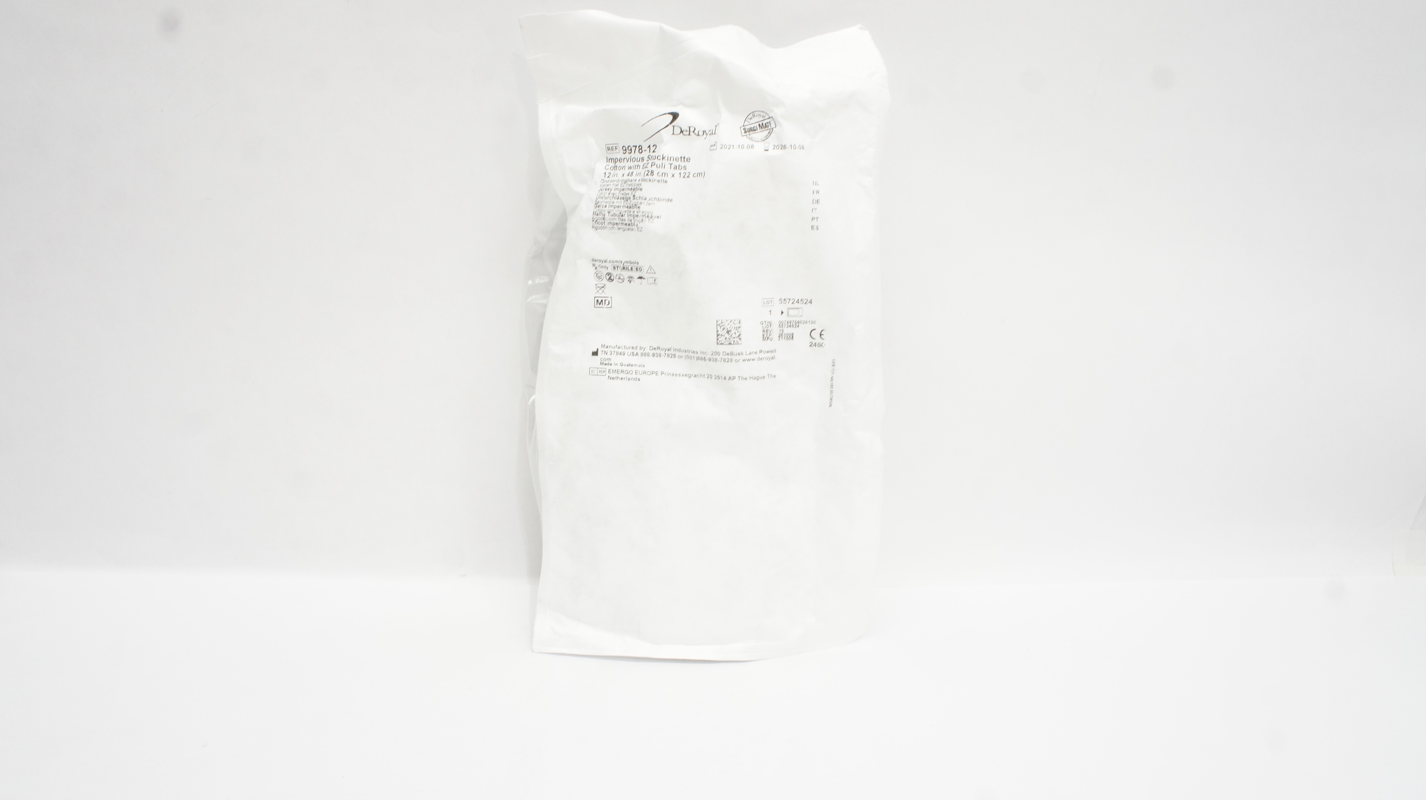 DeRoyal 9978-12 Impervious Stockinette Cotton with EZ Plus Tabs 12inch x 48inch