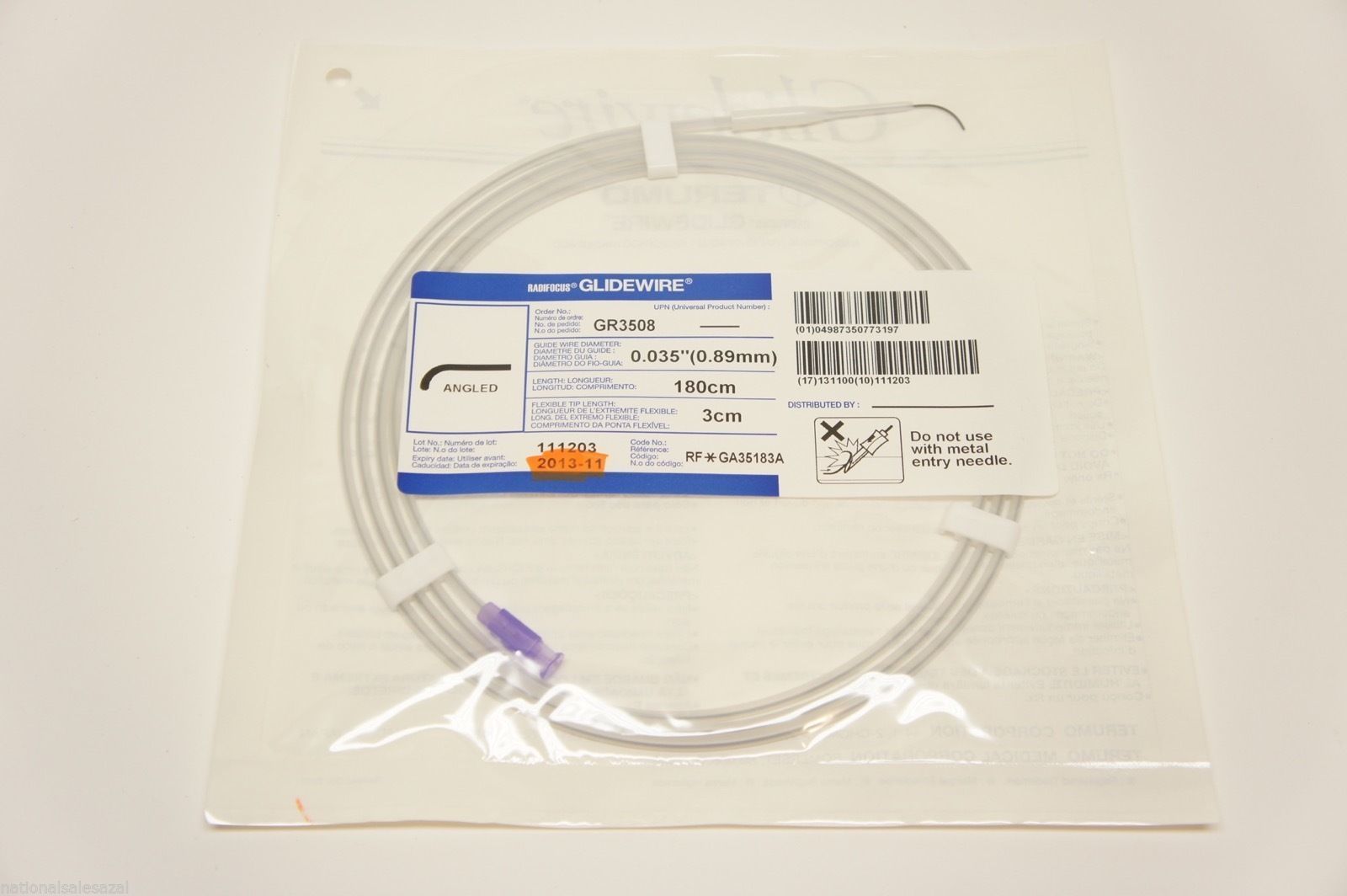 GR3508 ~ Glidewire 0.035inch x 180cm x 3cm (x)