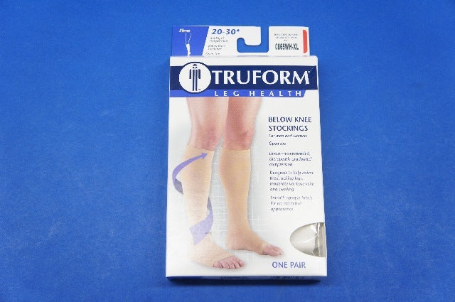 Truform 0865WH-XL X-Large size Compression Stocking Soft Top Open Toe 20-30 mmHg