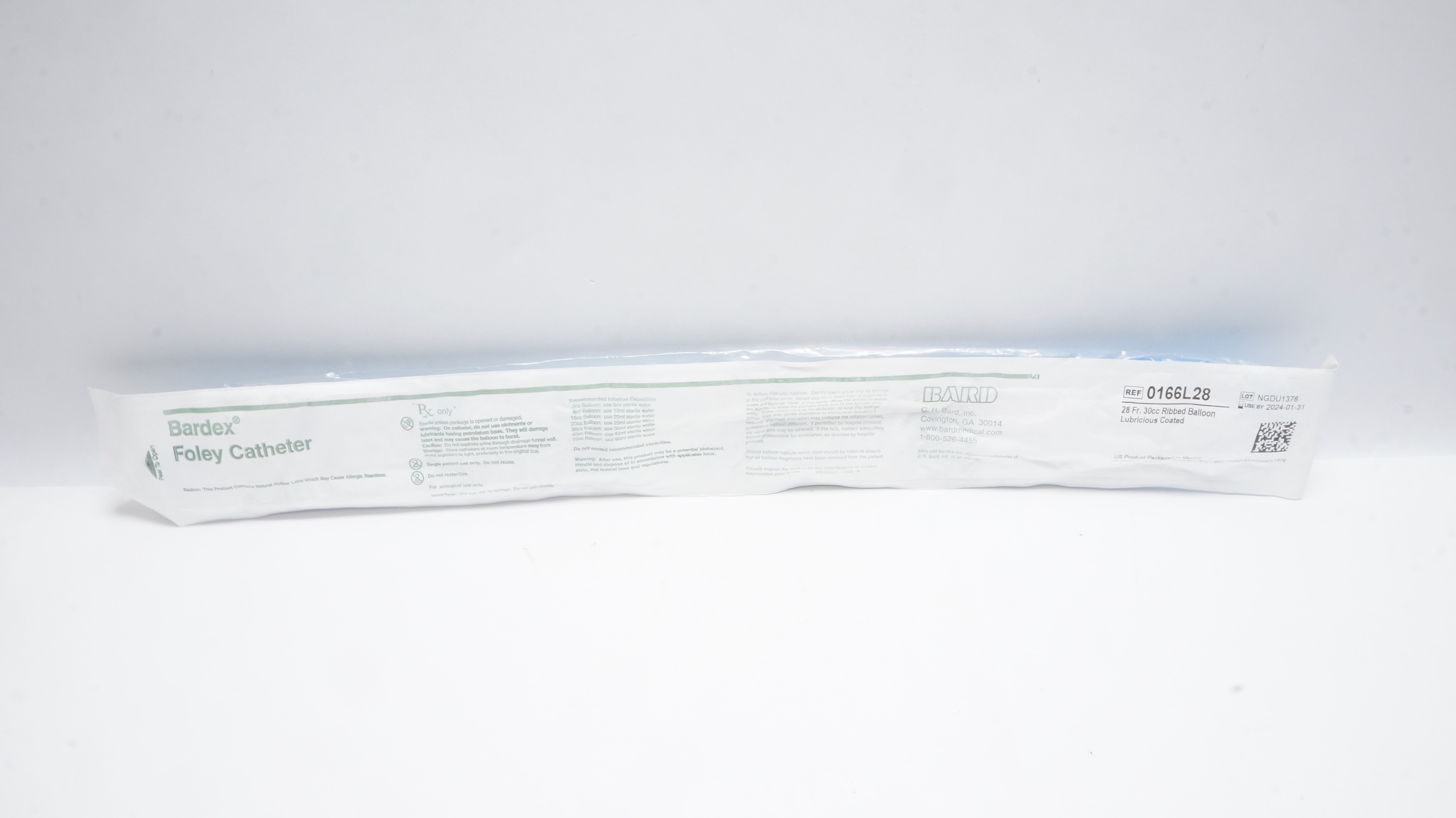 Bard 0166L28 Bardex Foley Cath. 28Fr Ribbed Balloon 30cc (x)