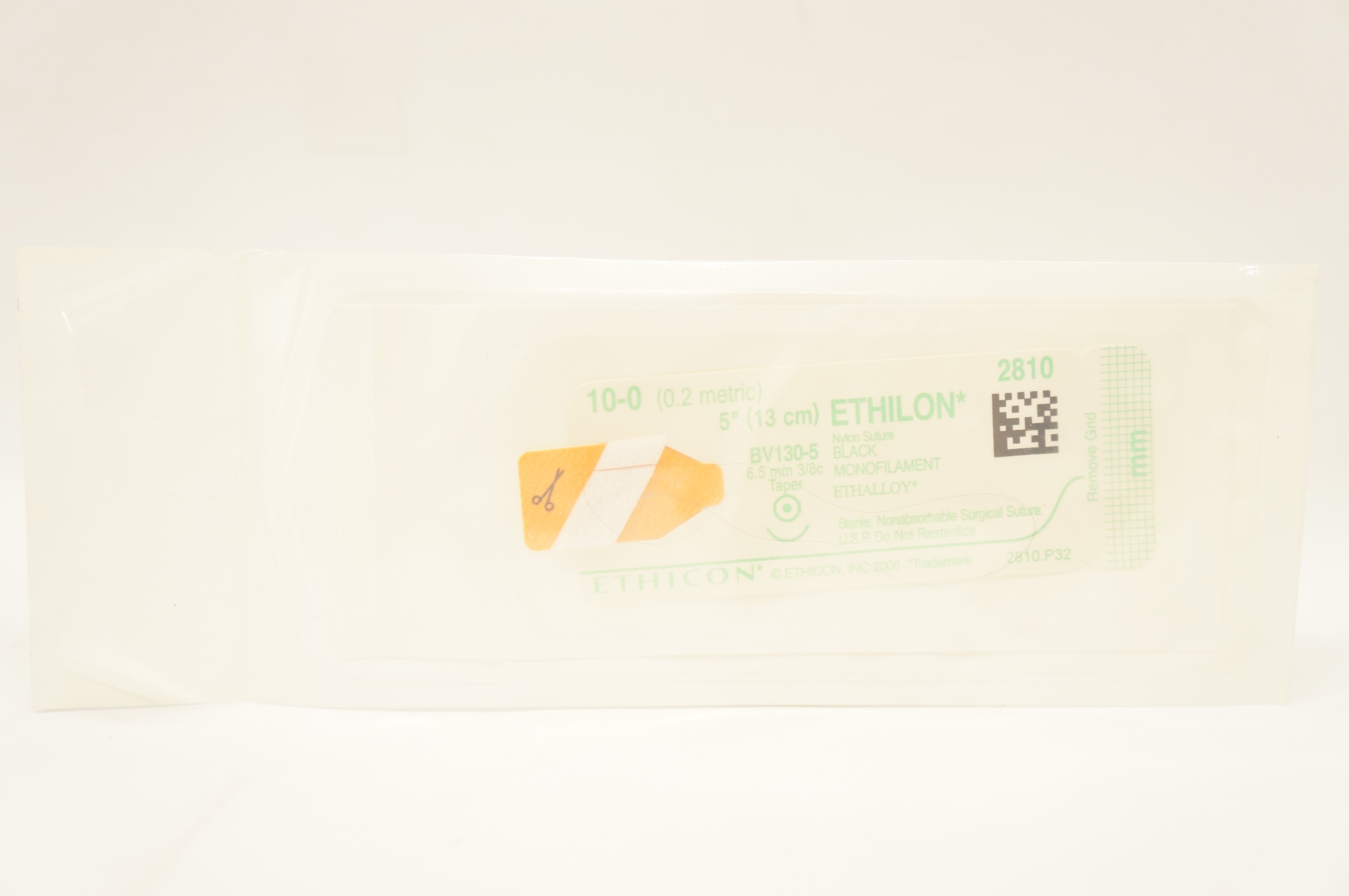 Ethicon 2810 10-0 Ethilon Nylon Surgical Stre BV130-5 6.5mm 3/8c Taper 5inch (x)