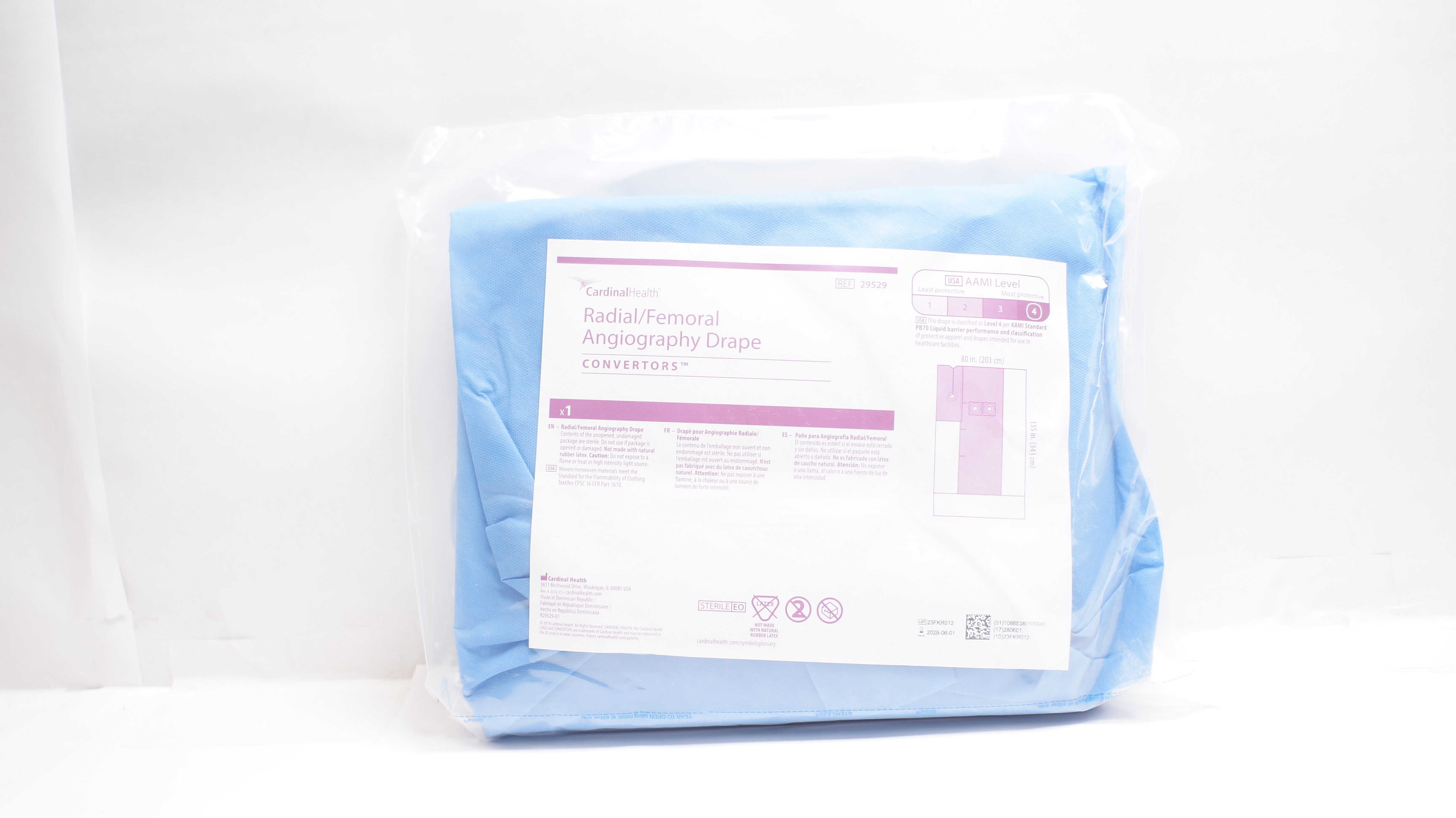 Cardinal Health 29529 Convertors Radial/Femoral Angiography Drape 80 x 135inch