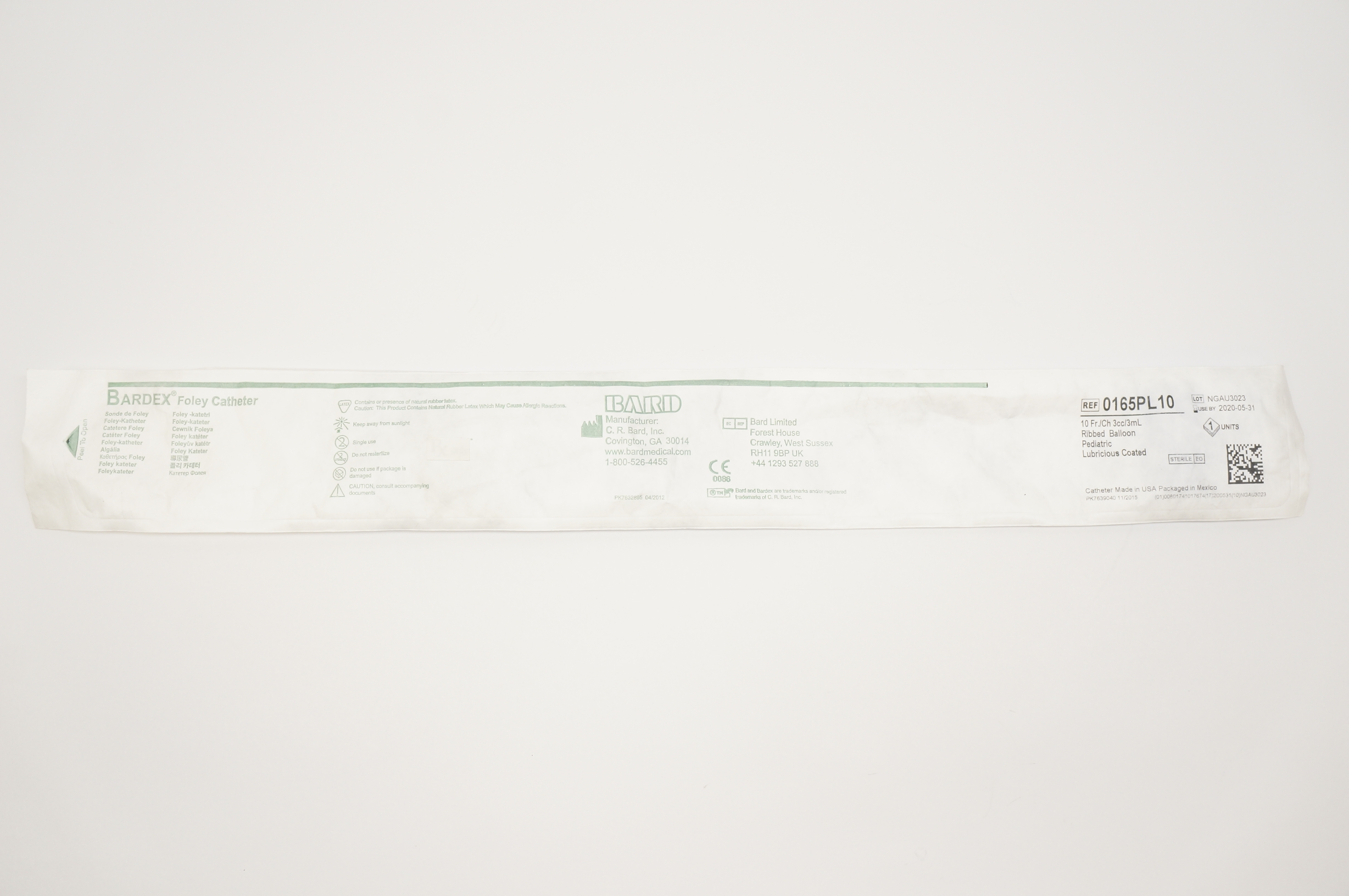 Bard 0165PL10 Bardex Foley Cath. 10Fr./Ch 3cc/3mL  (x)