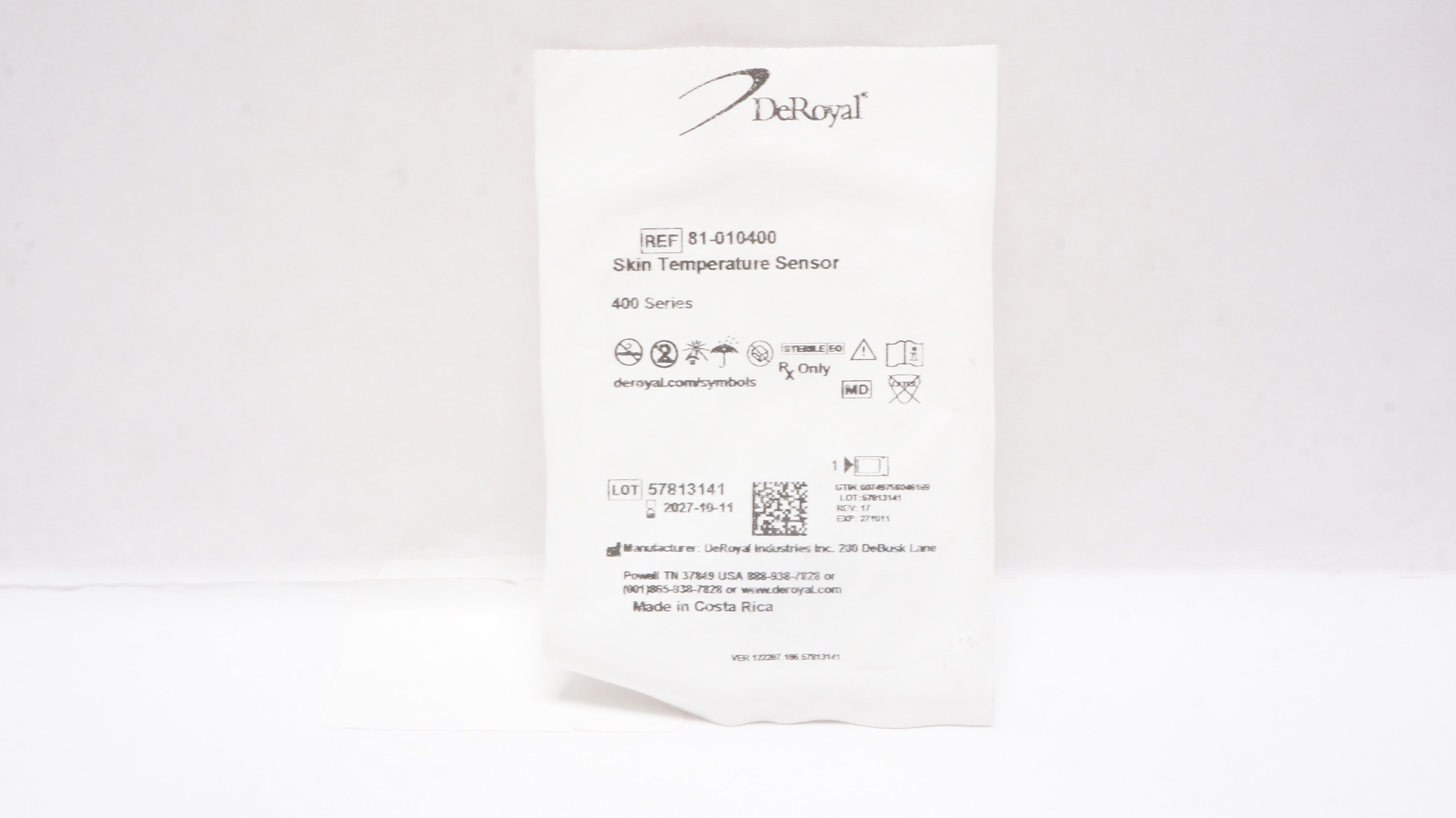 DeRoyal 81-010400 Skin Temperature Sensor 400 Series