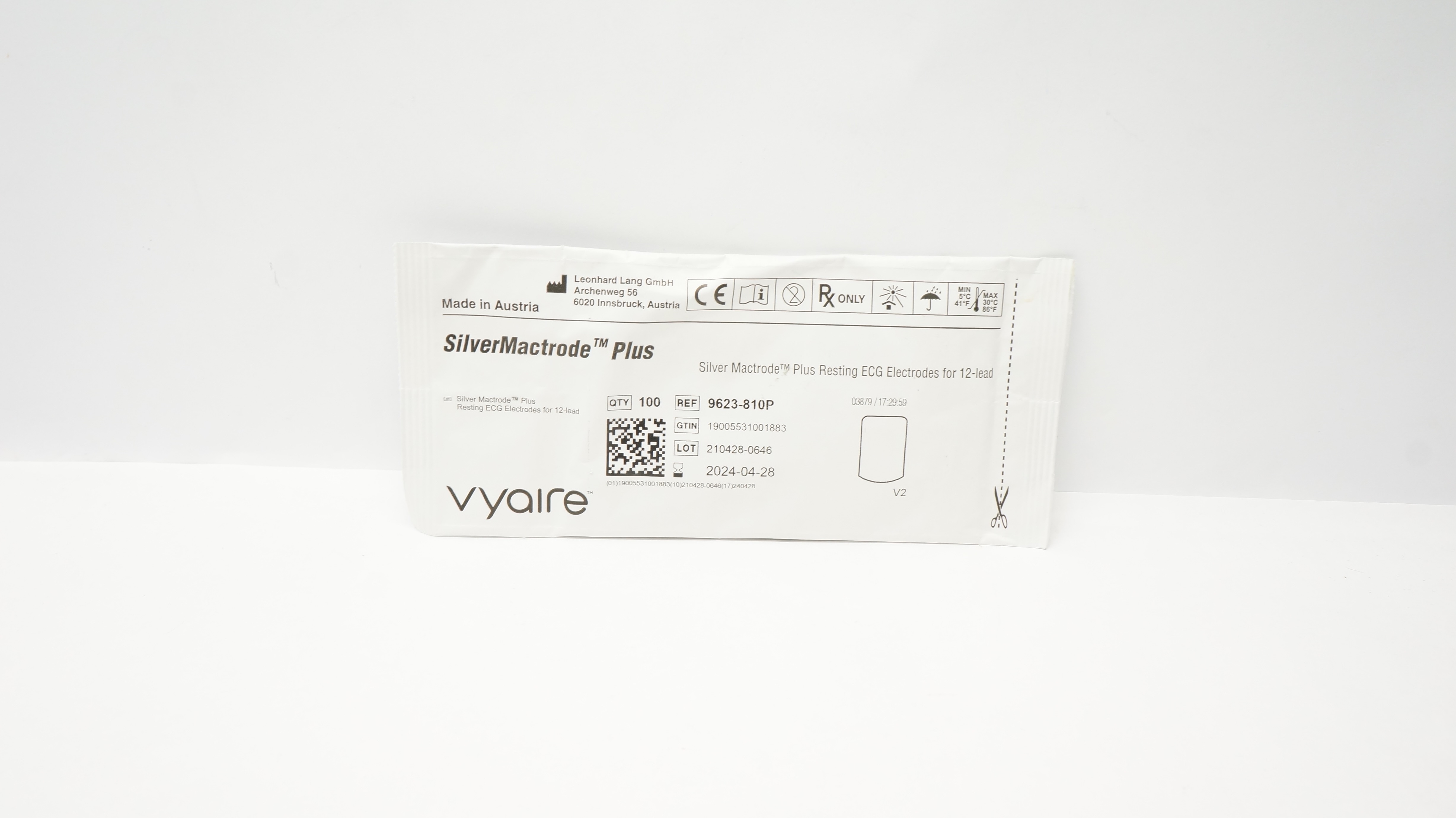 Vyaire 9623-810P Silver Mactrode Plus Resting ECG Electrodes (x) - Pack of 100