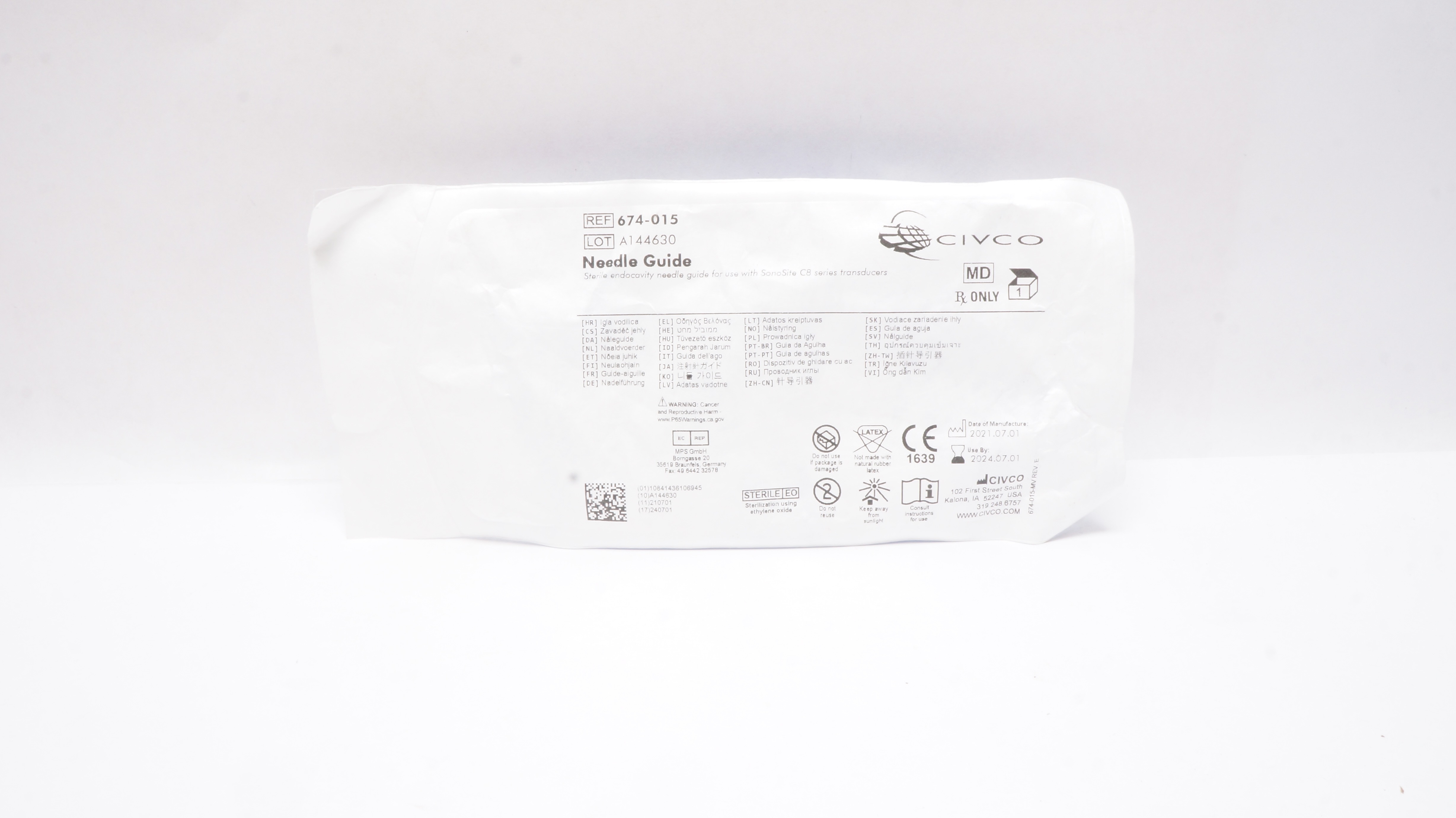 Civco 674-015 Sterile Endocavity Needle Guide