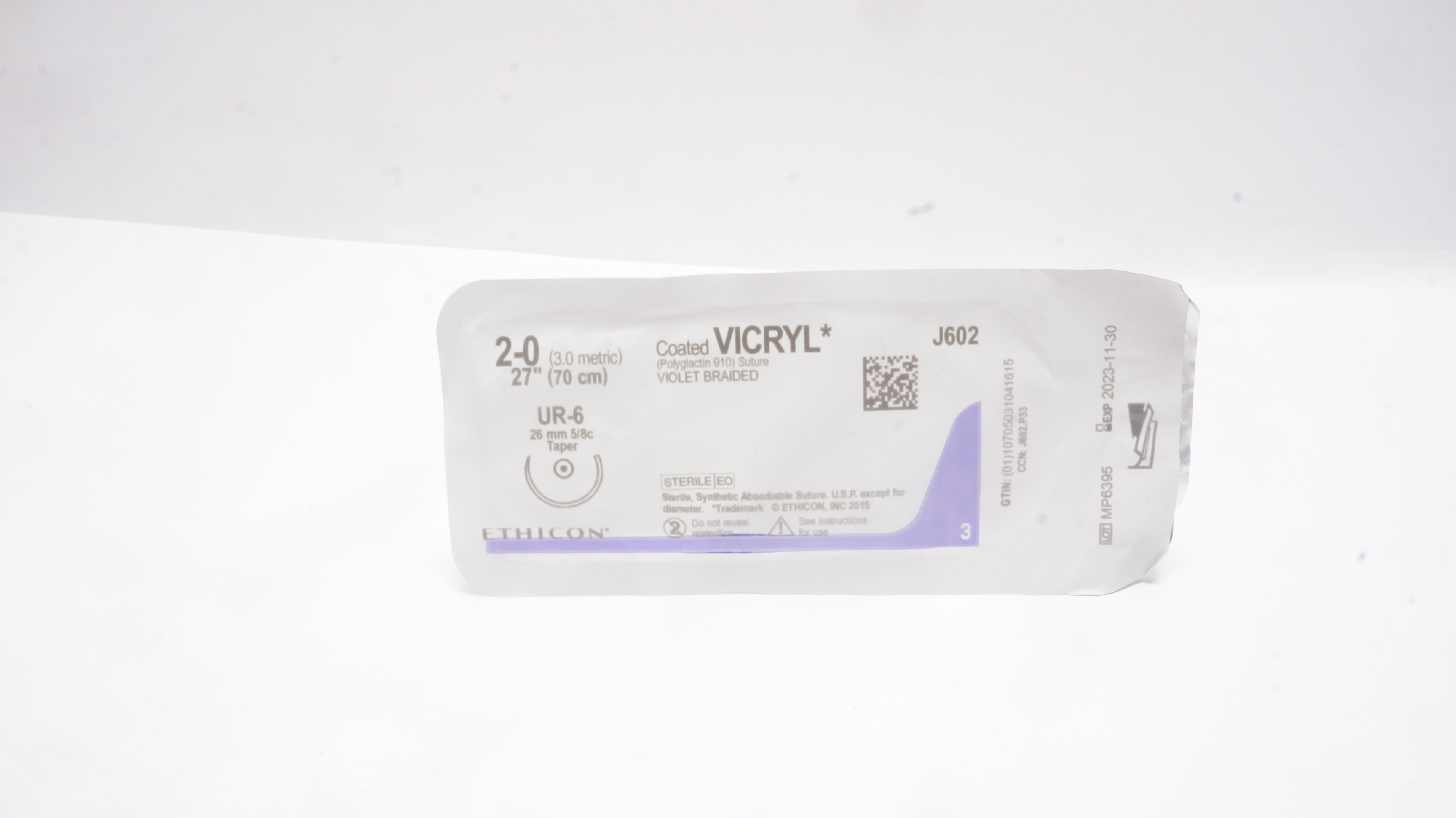 Ethicon J602 2-0 Coated VICRYL UR-6 26mm 5/8c Taper, 27inch