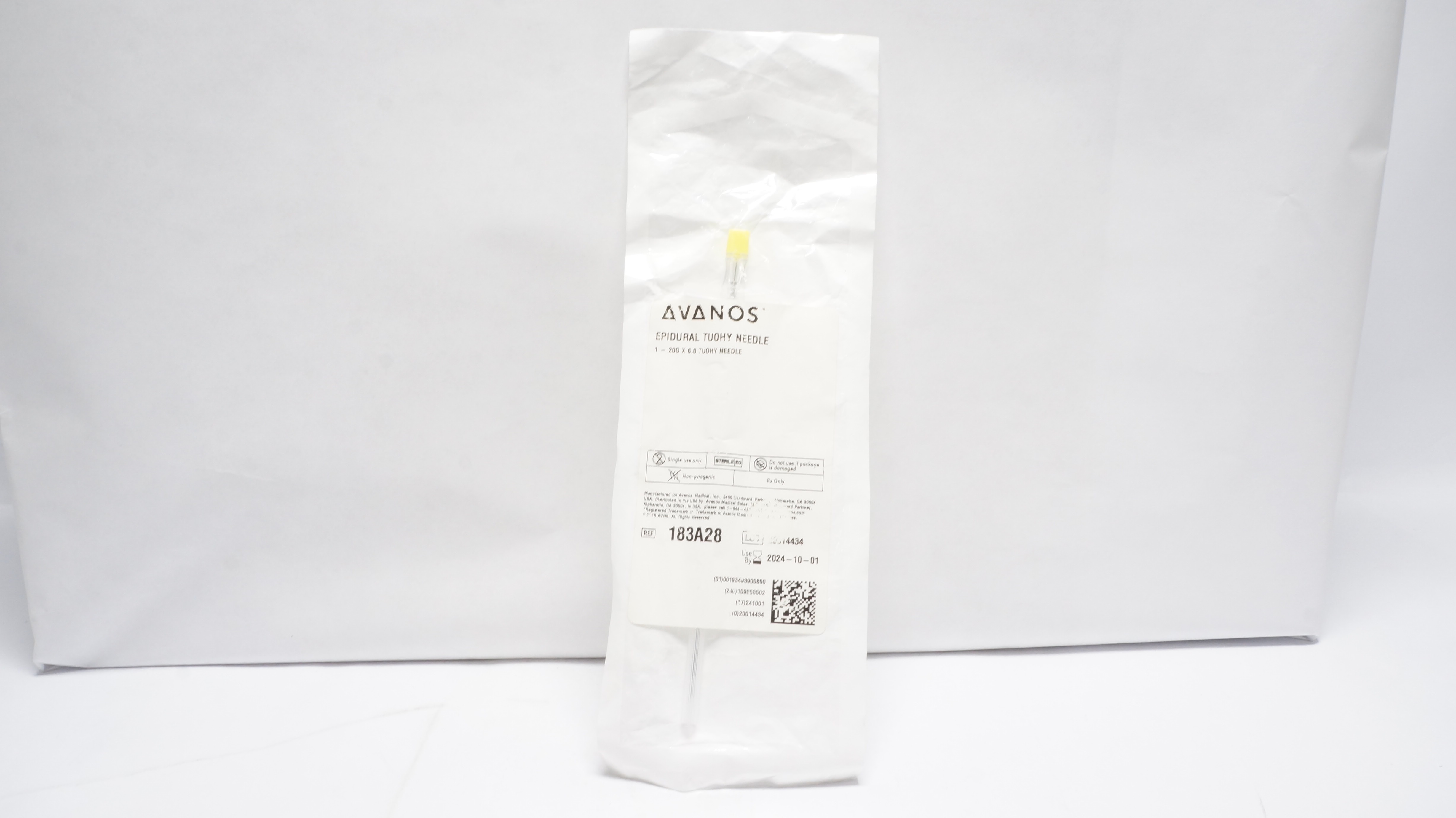 Avanos 183A28 Epidural Tuohy Needle 20G x 6inch (x)