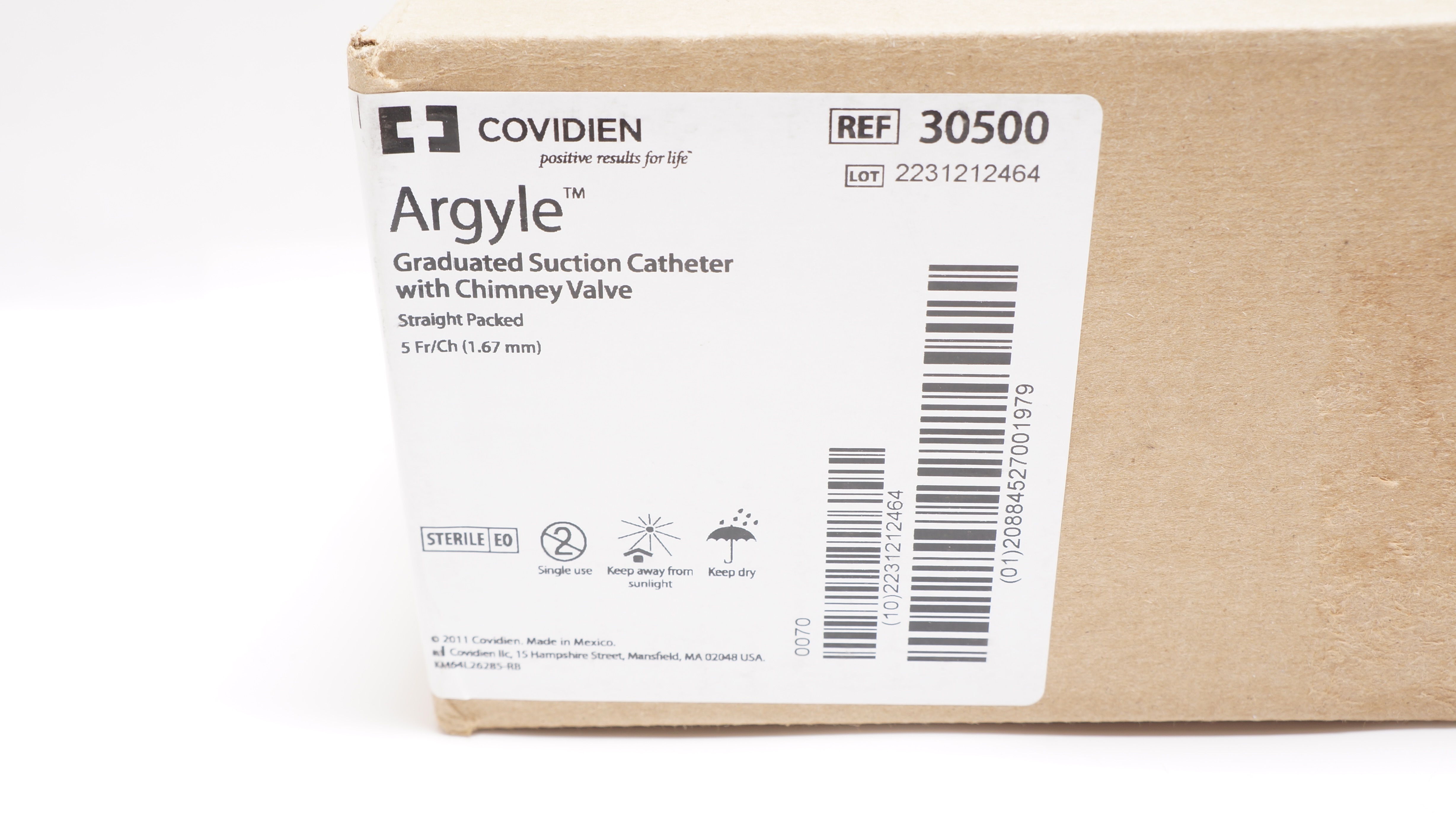 Covidien 30500 Argyle Graduated Suction Cath. W/Chimney Valve 5Fr/Ch - Box of 20