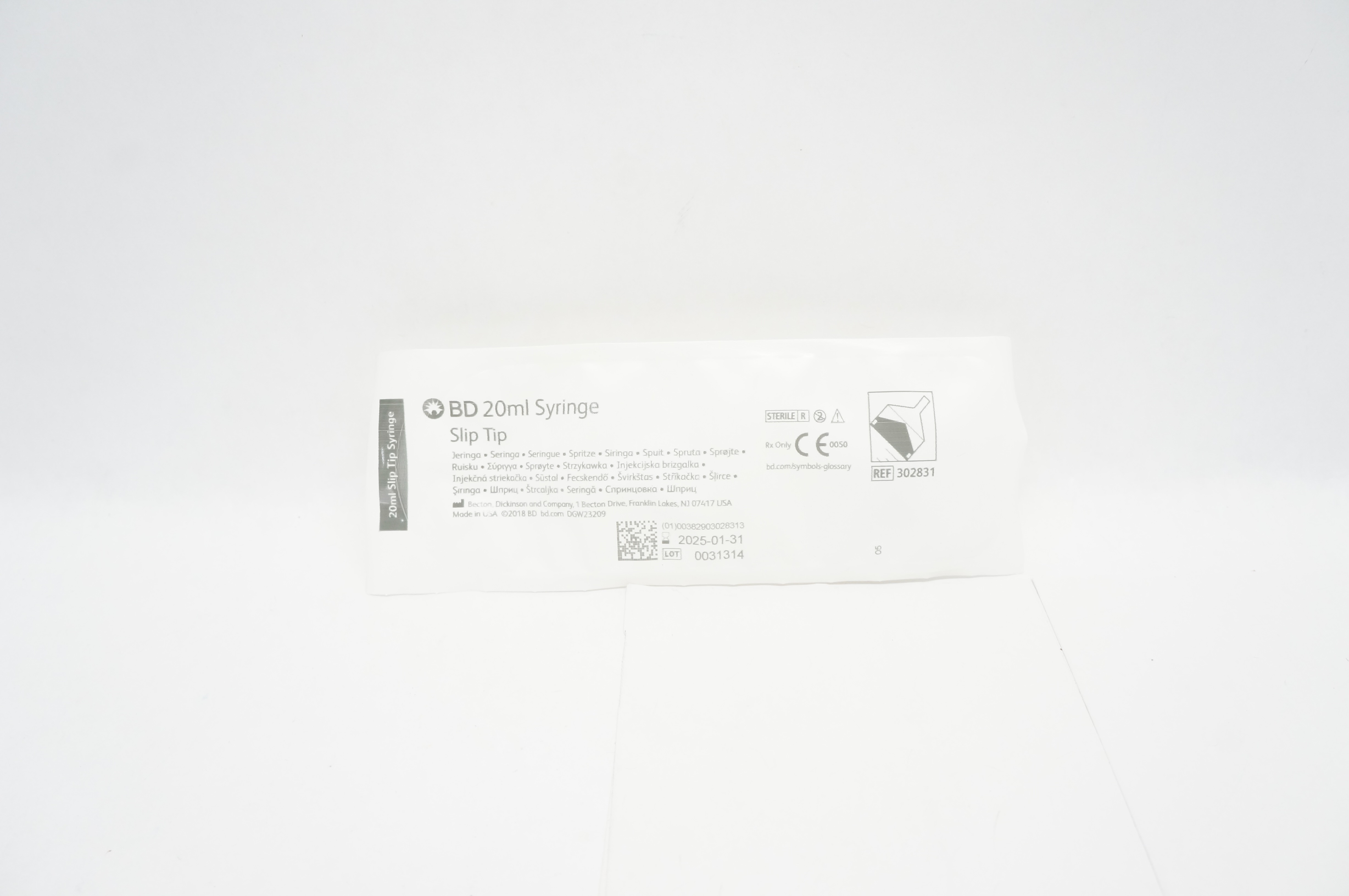 BD 302831 20ml Syringe Slip Tip