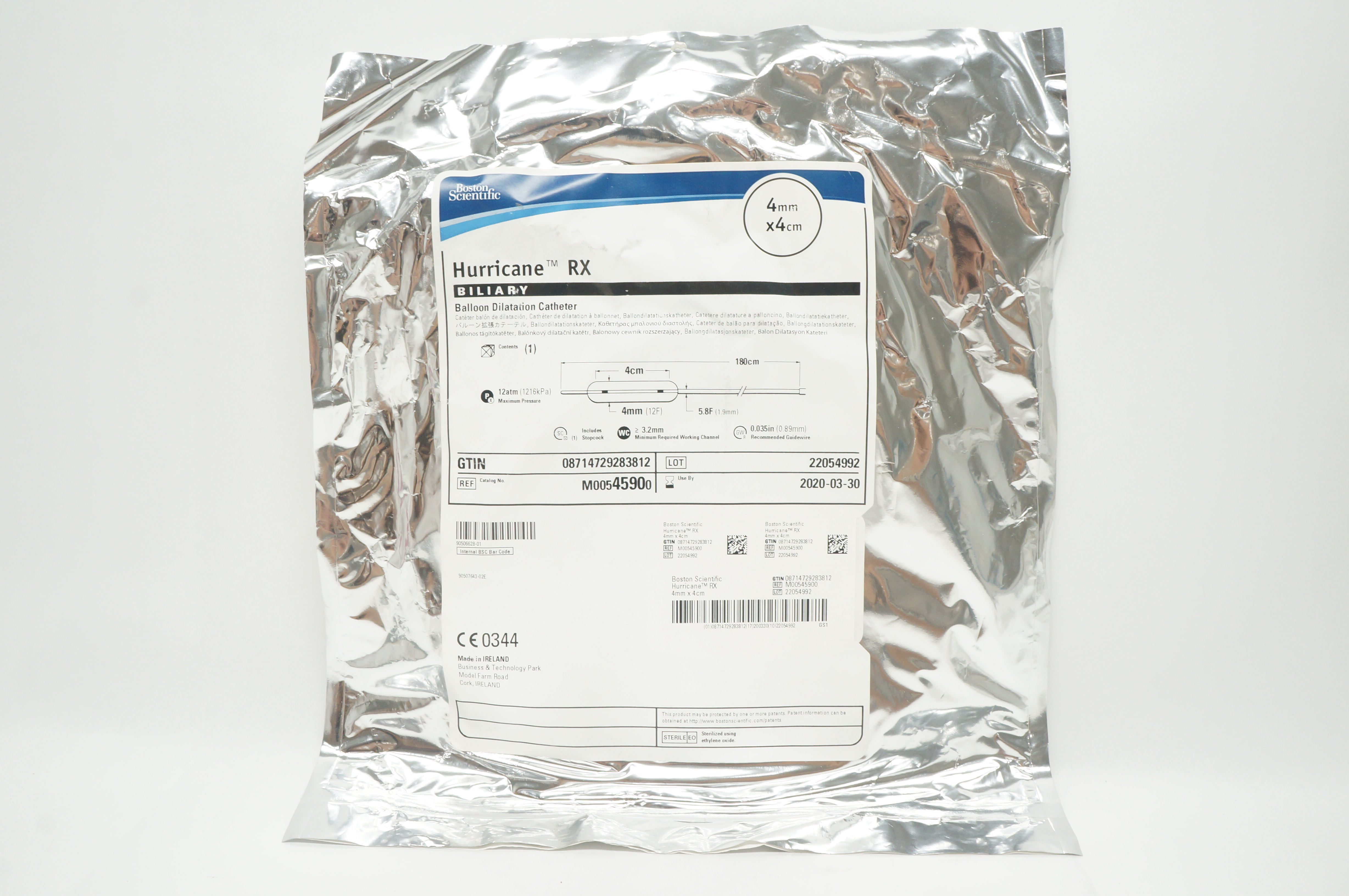 Boston Scientific 4590 Hurricane RX Balloon Dilatation Cath. 4mm x 4cm (x)