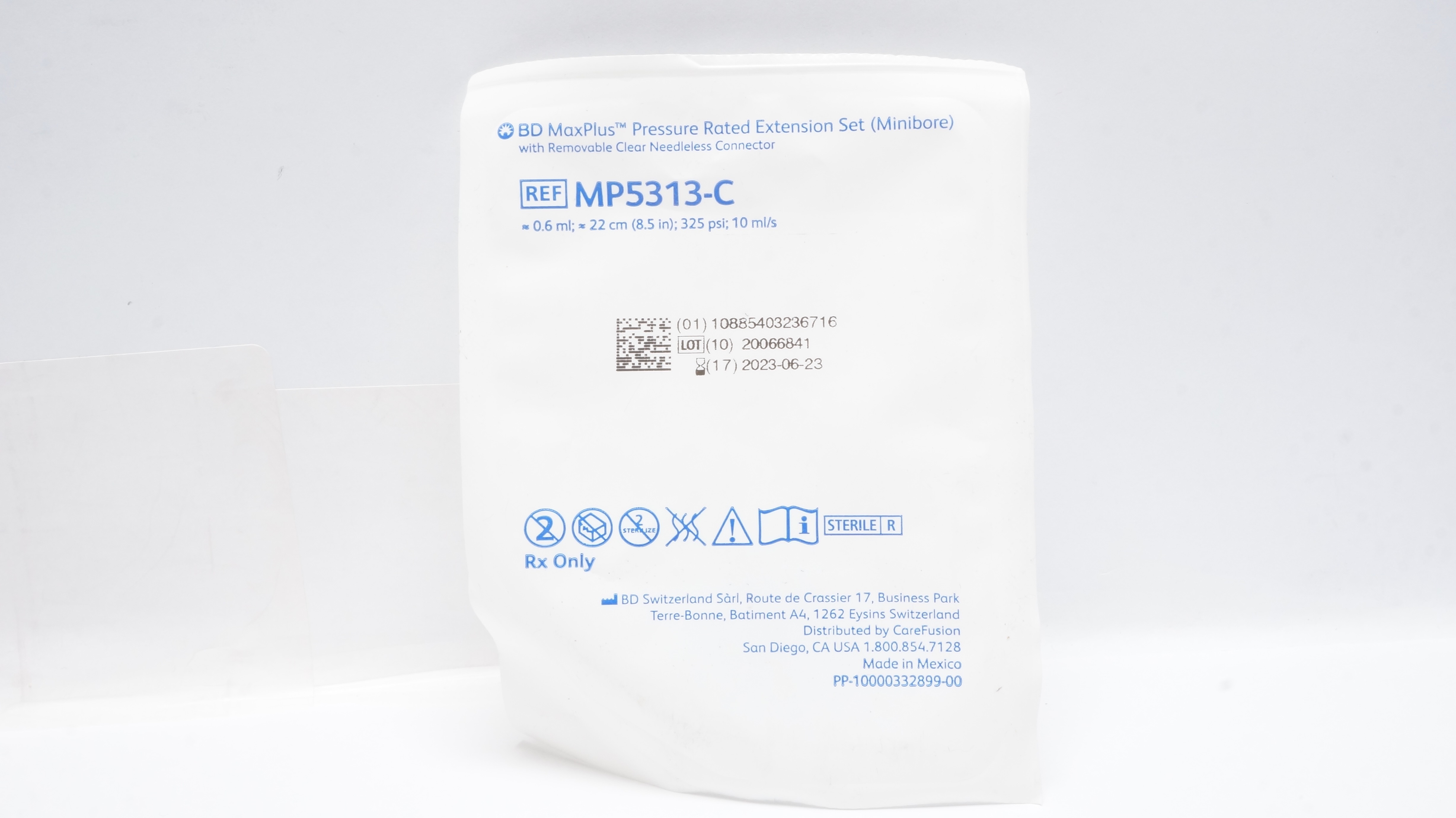 BD MP5313-C MaxPlus Pressure Rated Extension Set 0.6ml x 8.5inch (Approx.) (x)