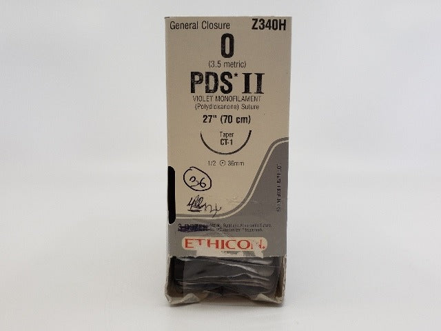 Ethicon Z340H 0 PDS II, CT-1 Taper, 1/2 36mm, 27in. (x) ~ Box  of 36