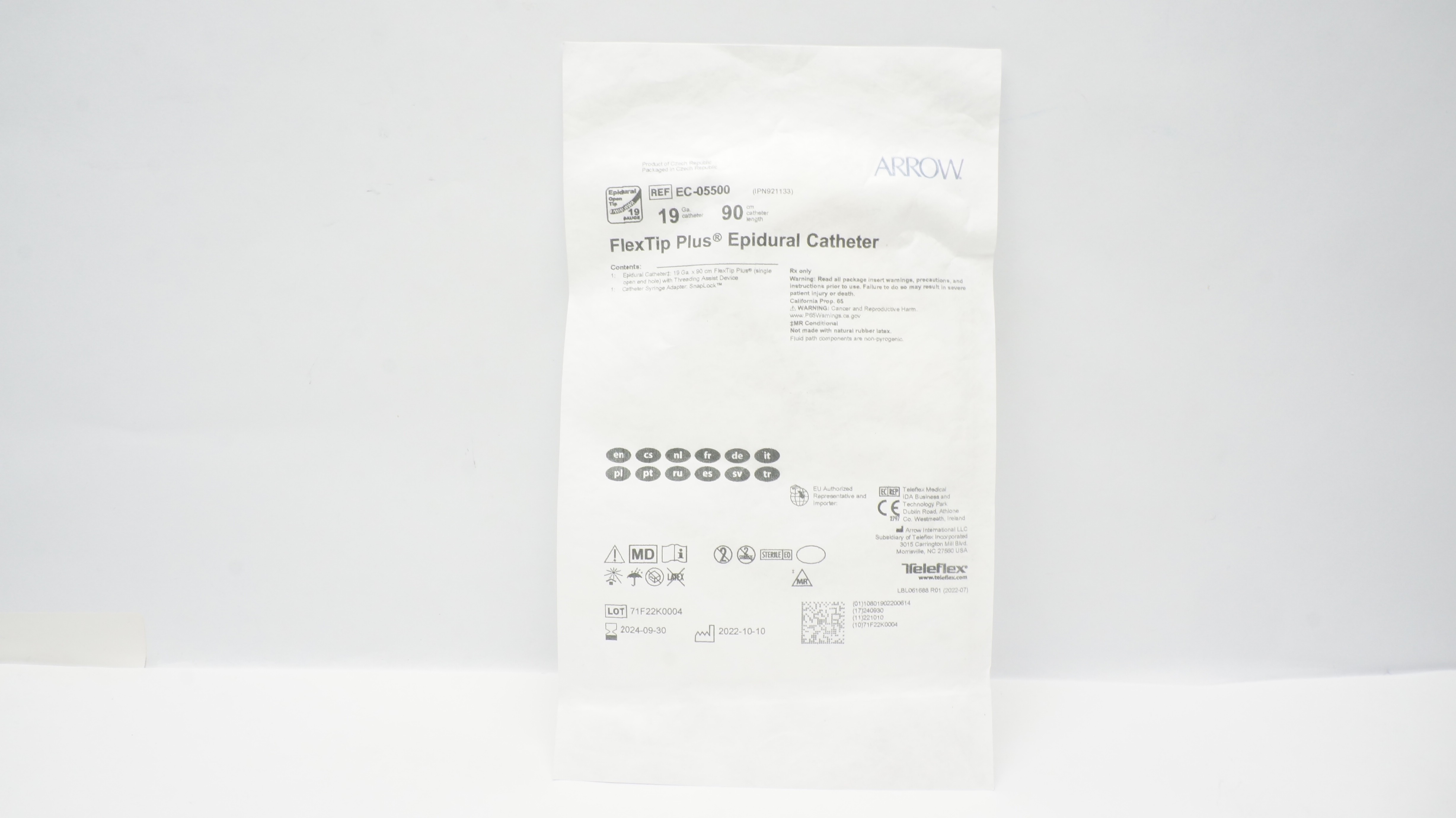 Arrow EC-05500 FlexTip Plus Epidural Cath. 19Ga x 90cm (x)