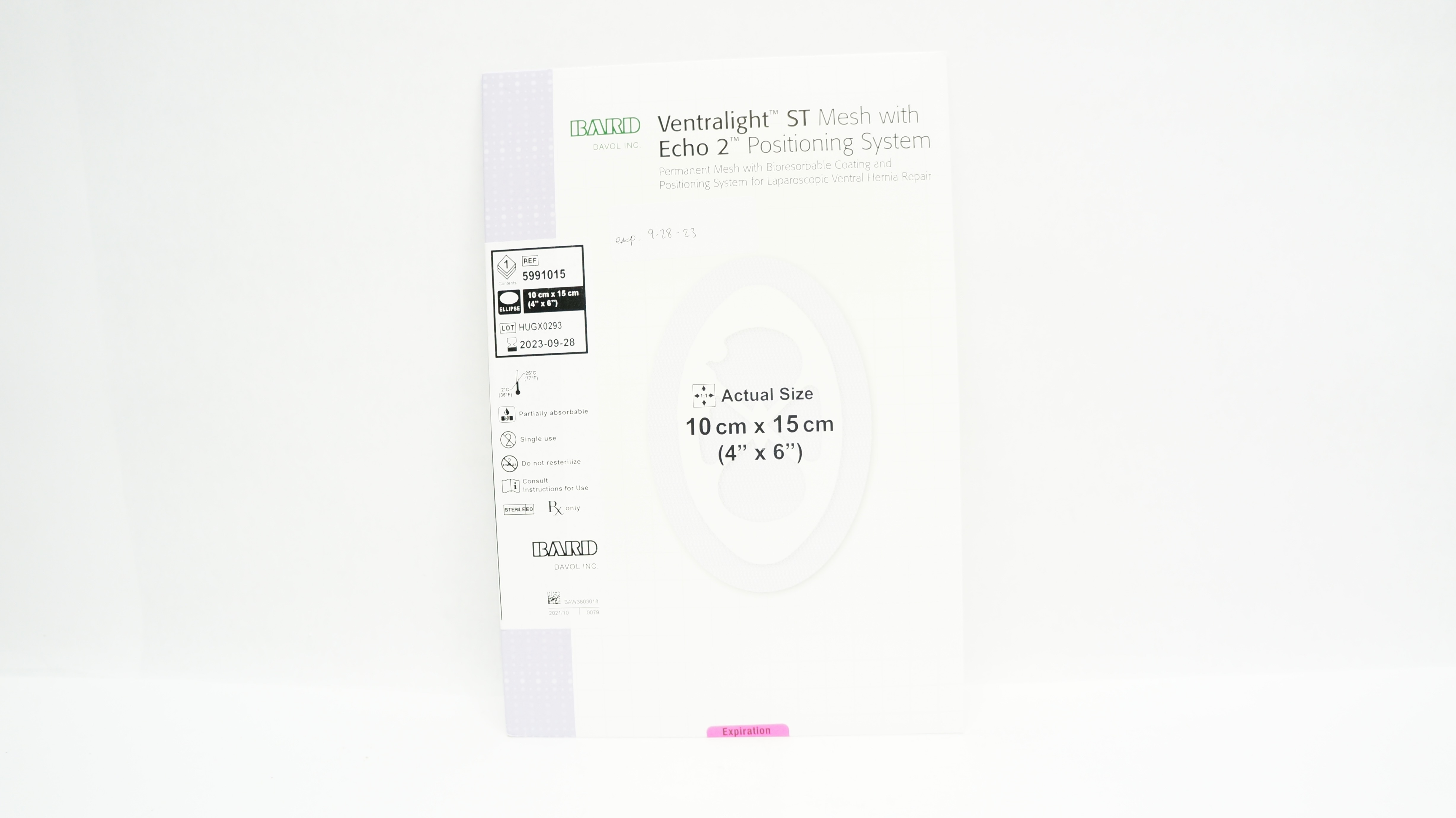 Bard 5991015 Davol Ventralight ST Mesh W/Echo 2 Positioning System 4 x 6inch (x)