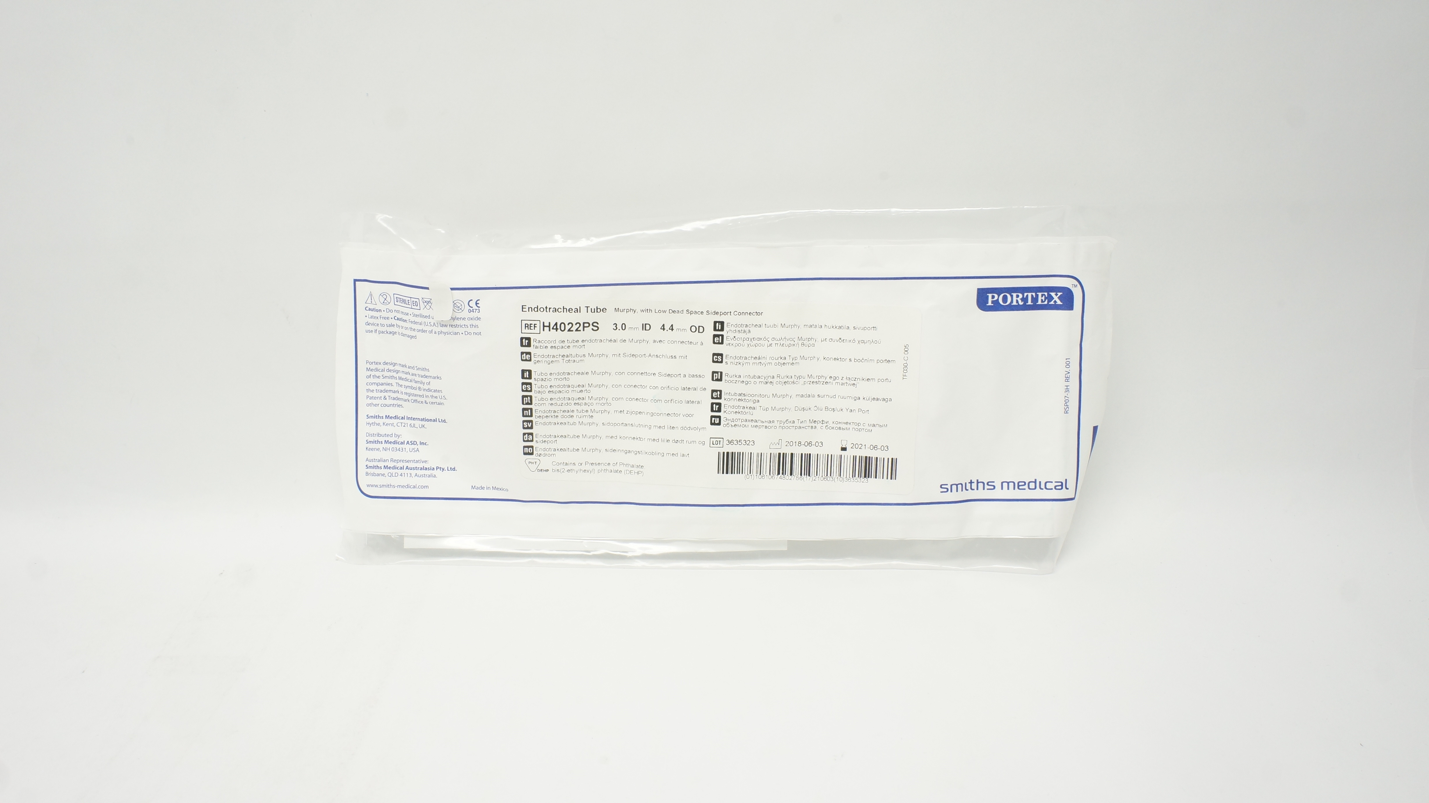 Smiths Medical H4022PS Portex Endotracheal Tube Murphy, 3.0 mm ID x 4.4 mm OD(x)