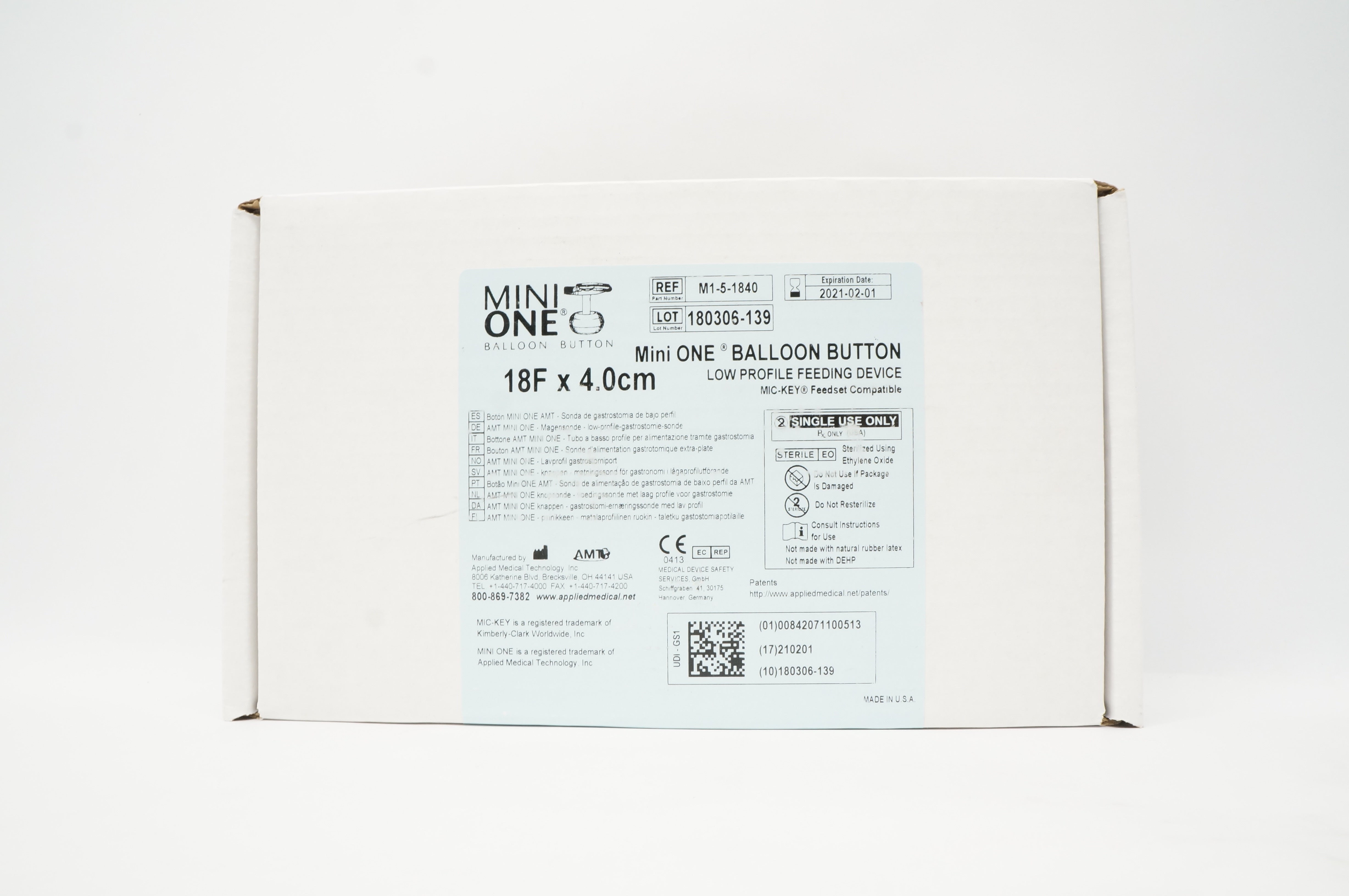 Applied Medical M1-5-1840 Mini ONE Balloon Button Low Profile 18F x 4.0cm (x)