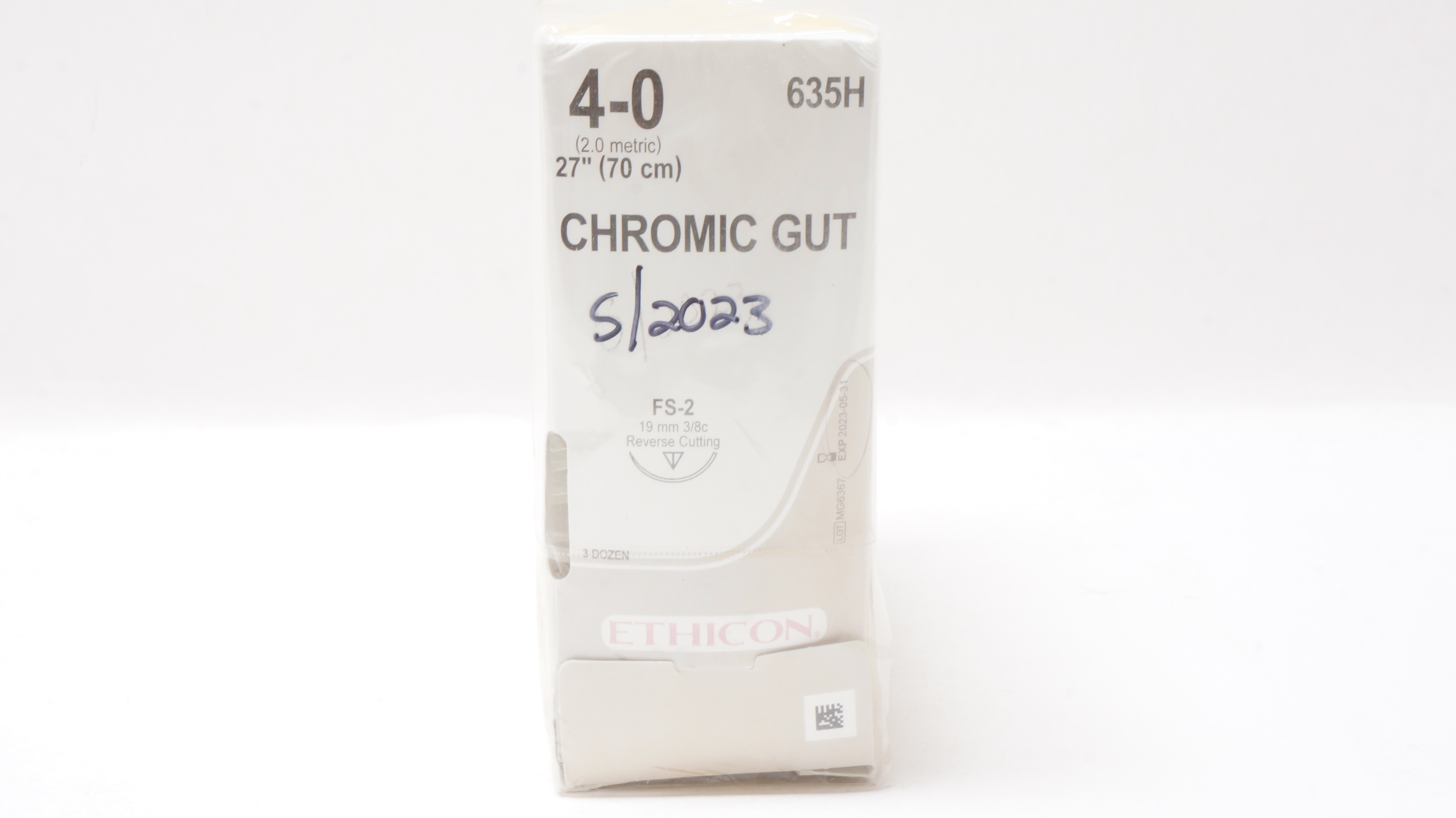Ethicon 635H 4-0 CHROMIC GUT, FS-2 19mm 3/8c Reverse Cutting, 27inch ~ Box of 36