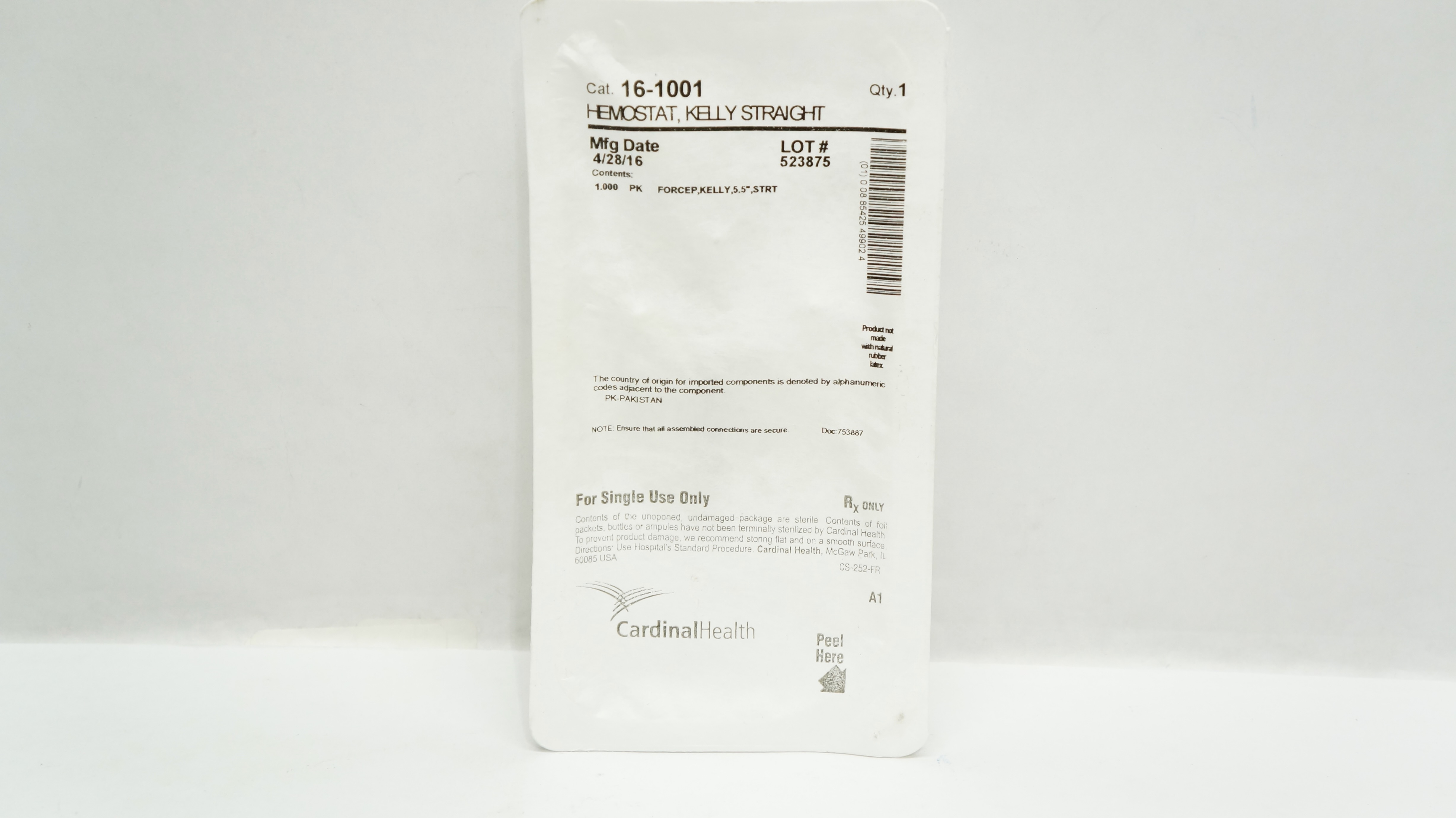 Cardinal Health 16-1001 Hemostat Forcep Kelly, Straight 5.5inch