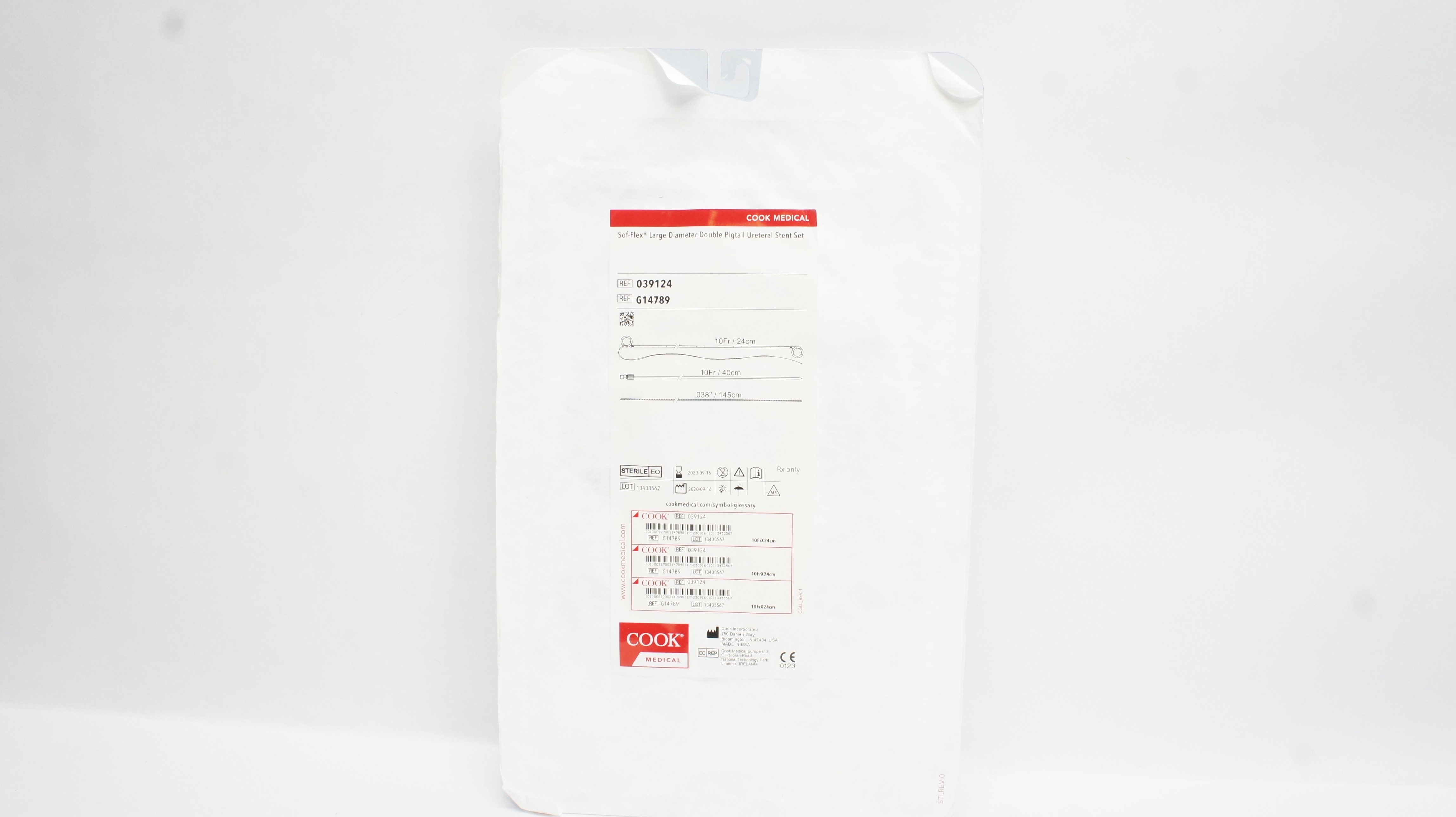 Cook G14789 Sof-Flex Double Pigtail Ureteral Stnt Set 10Fr. x 24cm (x)