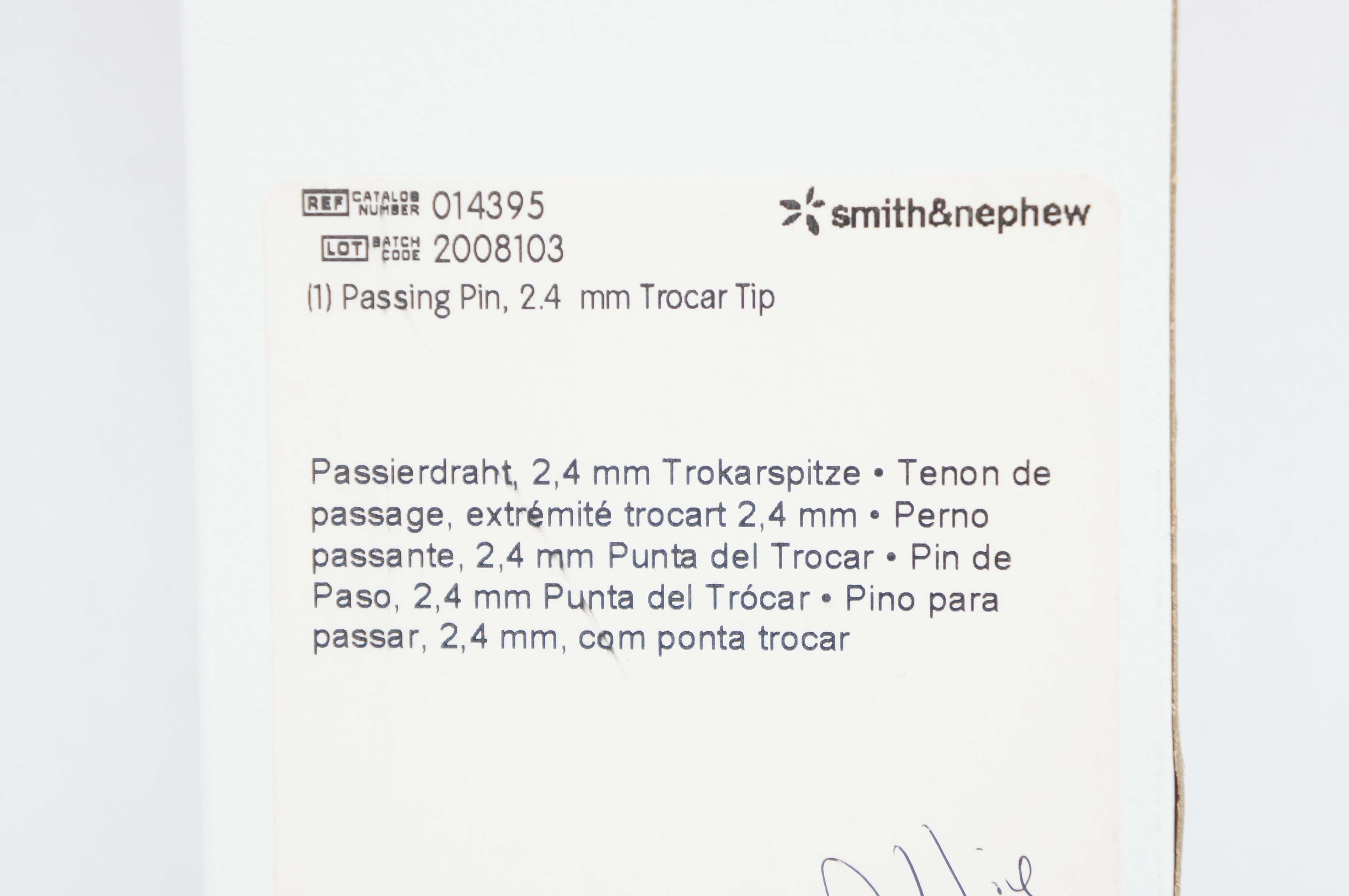 Smith&Nephew 014395 Pasing Pin, 2.4mm Trocar Tip (x)
