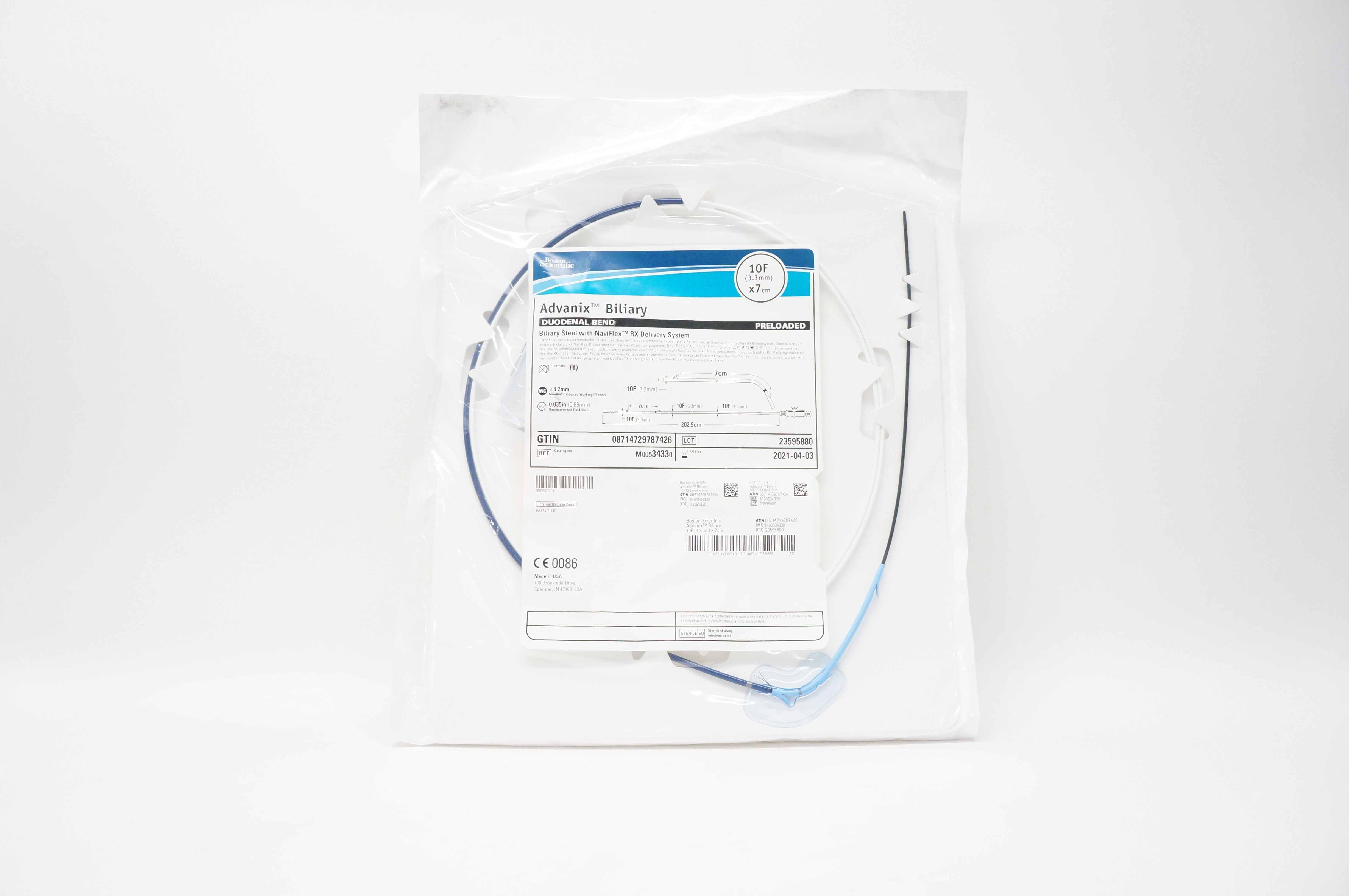 Boston Scientific M00534330 Advanix Biliary Stnt w/Delivery System 10F x 7cm (x)