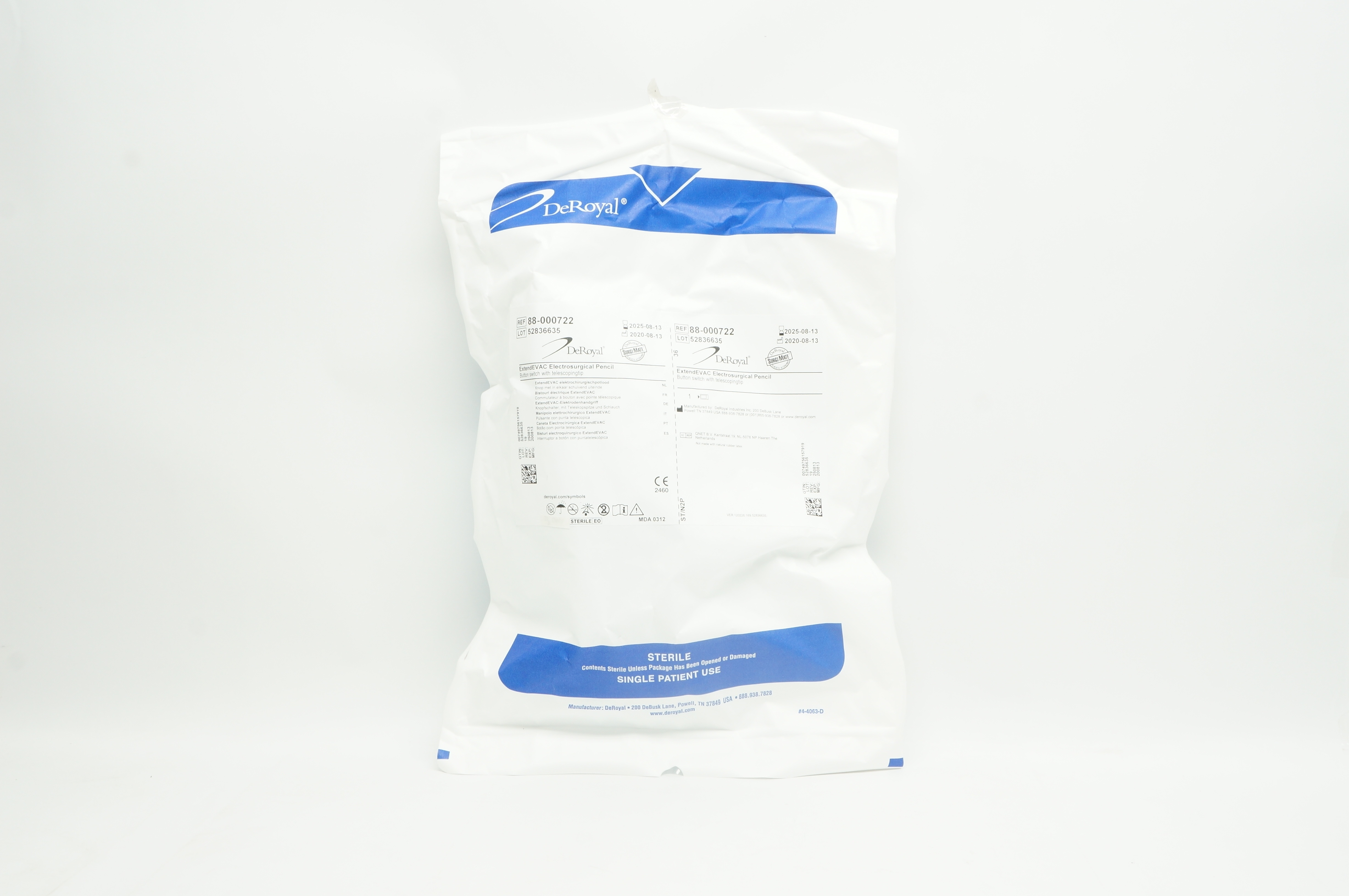 DeRoyal  88-000722 ExtendEVAC Electrosurgical Pencil