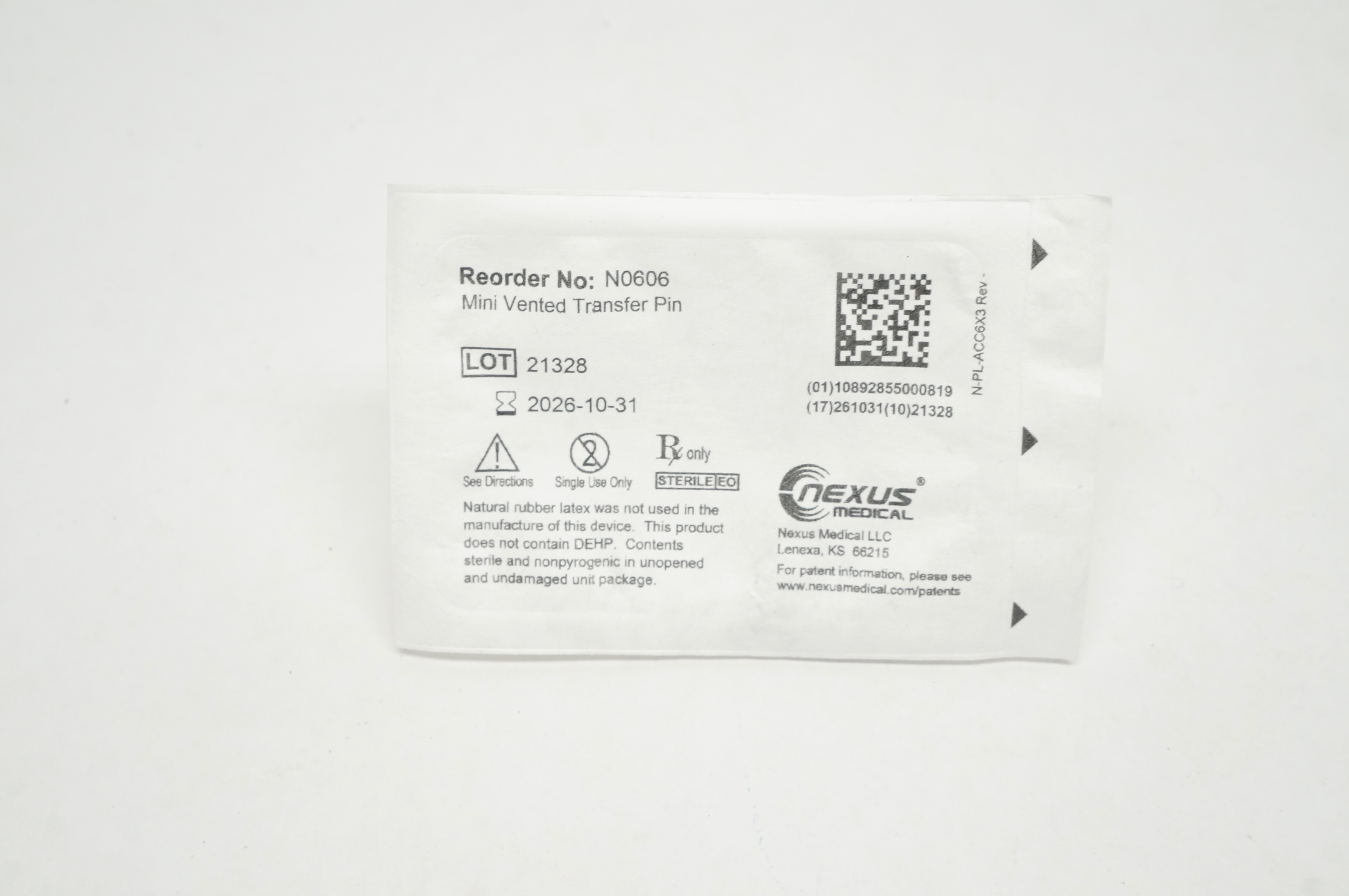 Nexus N0606 Mini Vented Transfer Pin