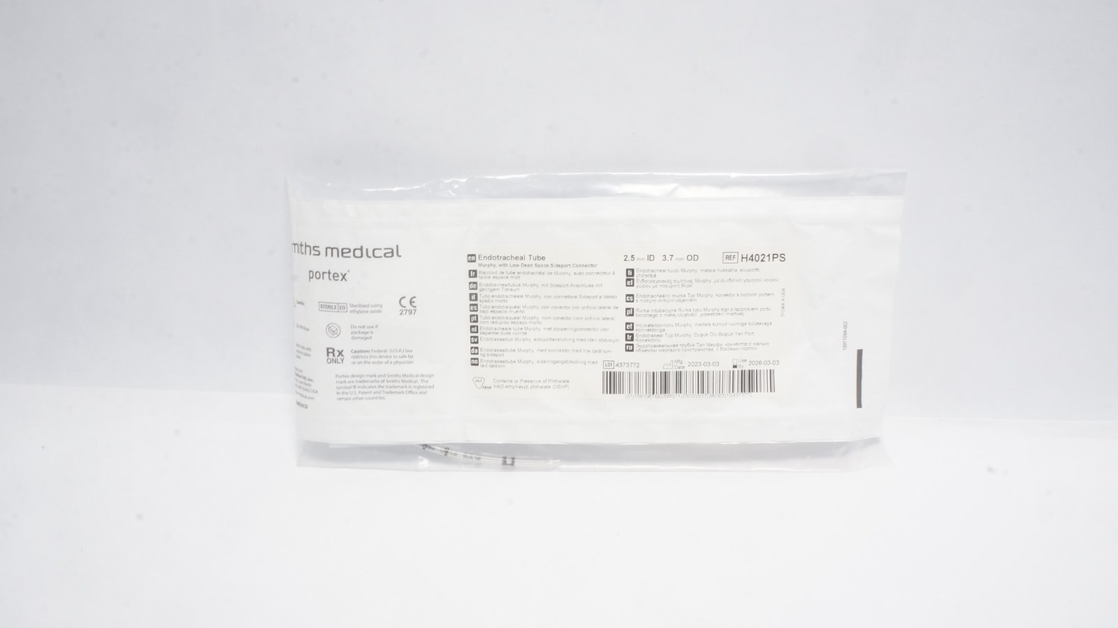 Smiths Medical Portex H4021PS Endotracheal Tube 2.5 mm ID, 3.7 mm OD