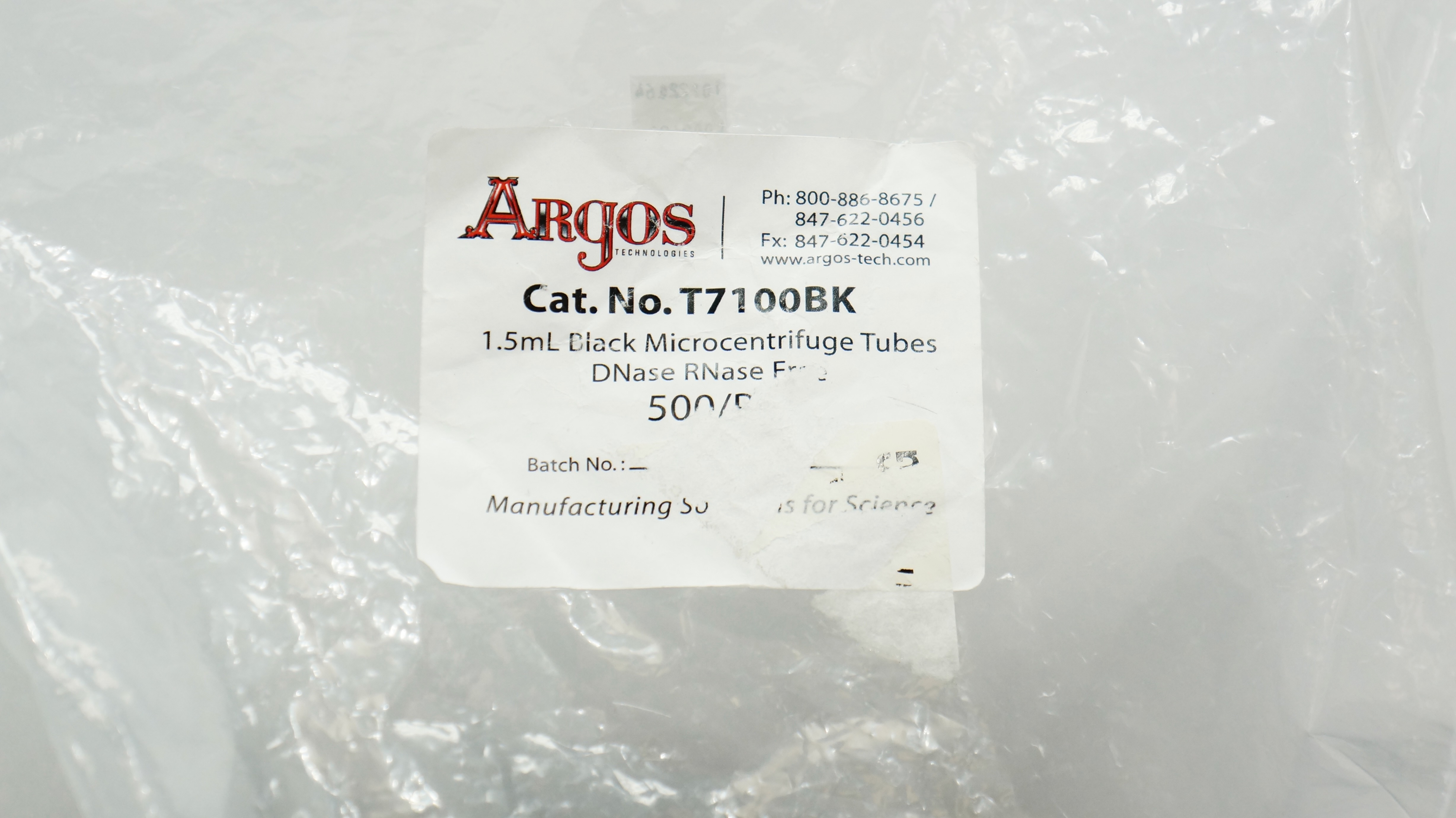 Argos T7100BK Black Microcentrifuge Tubes - Pack of 500