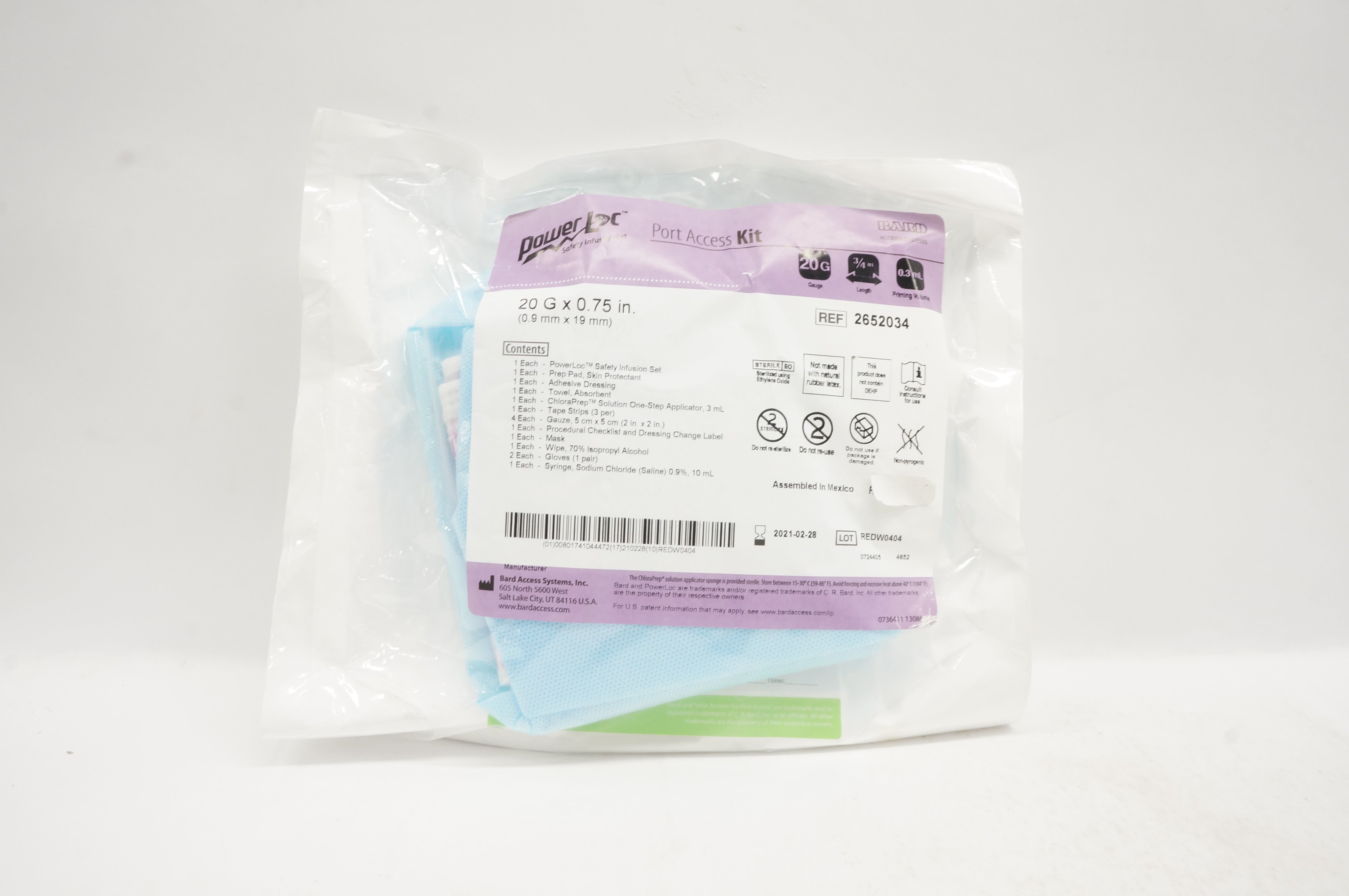 Bard 2652034 Power Loc Safety Infusion Set 20G x 0.75inch (x)
