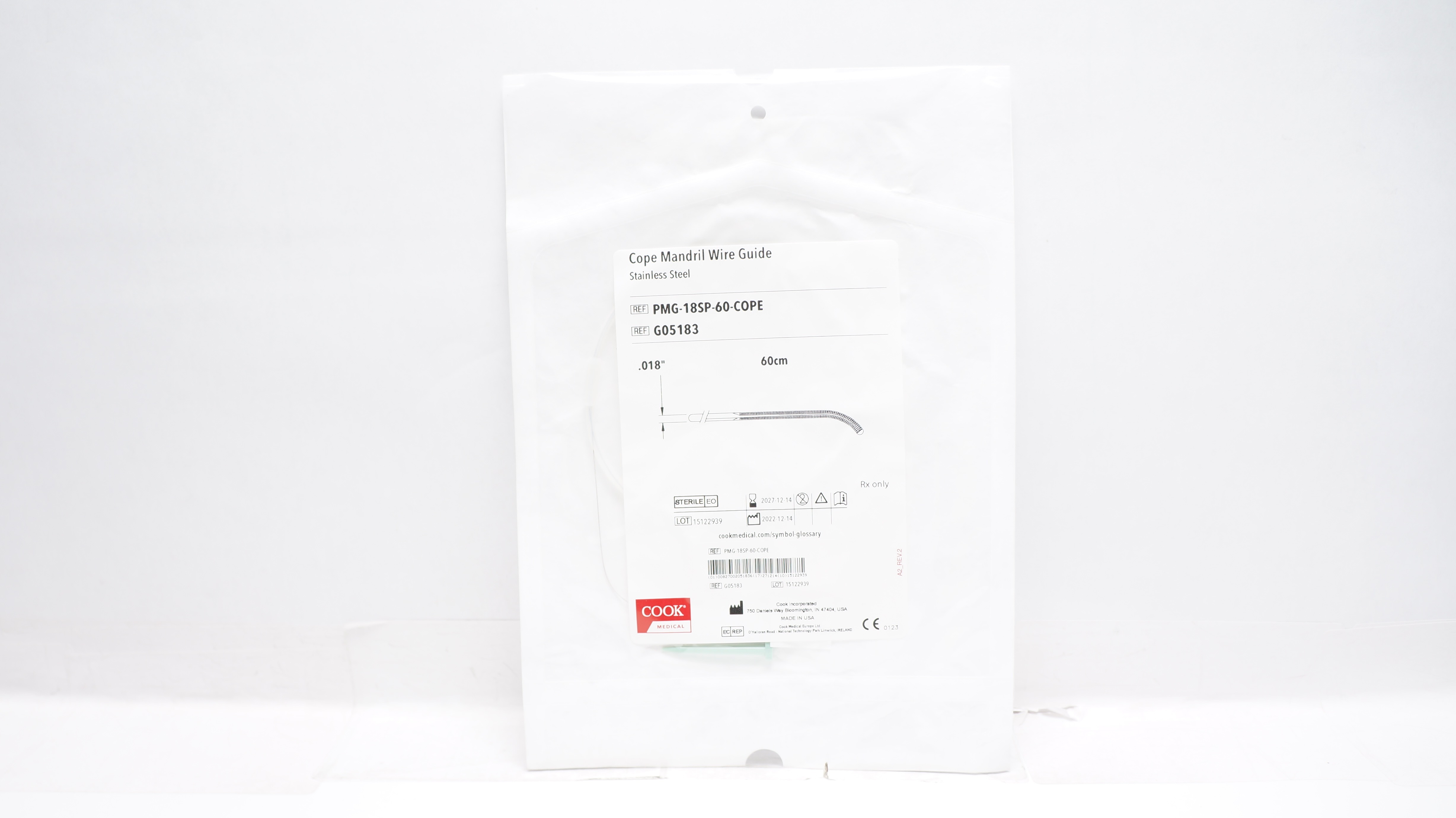 Cook Medical G05183 Cope Mandril Wire Guide, .018inch x 60cm