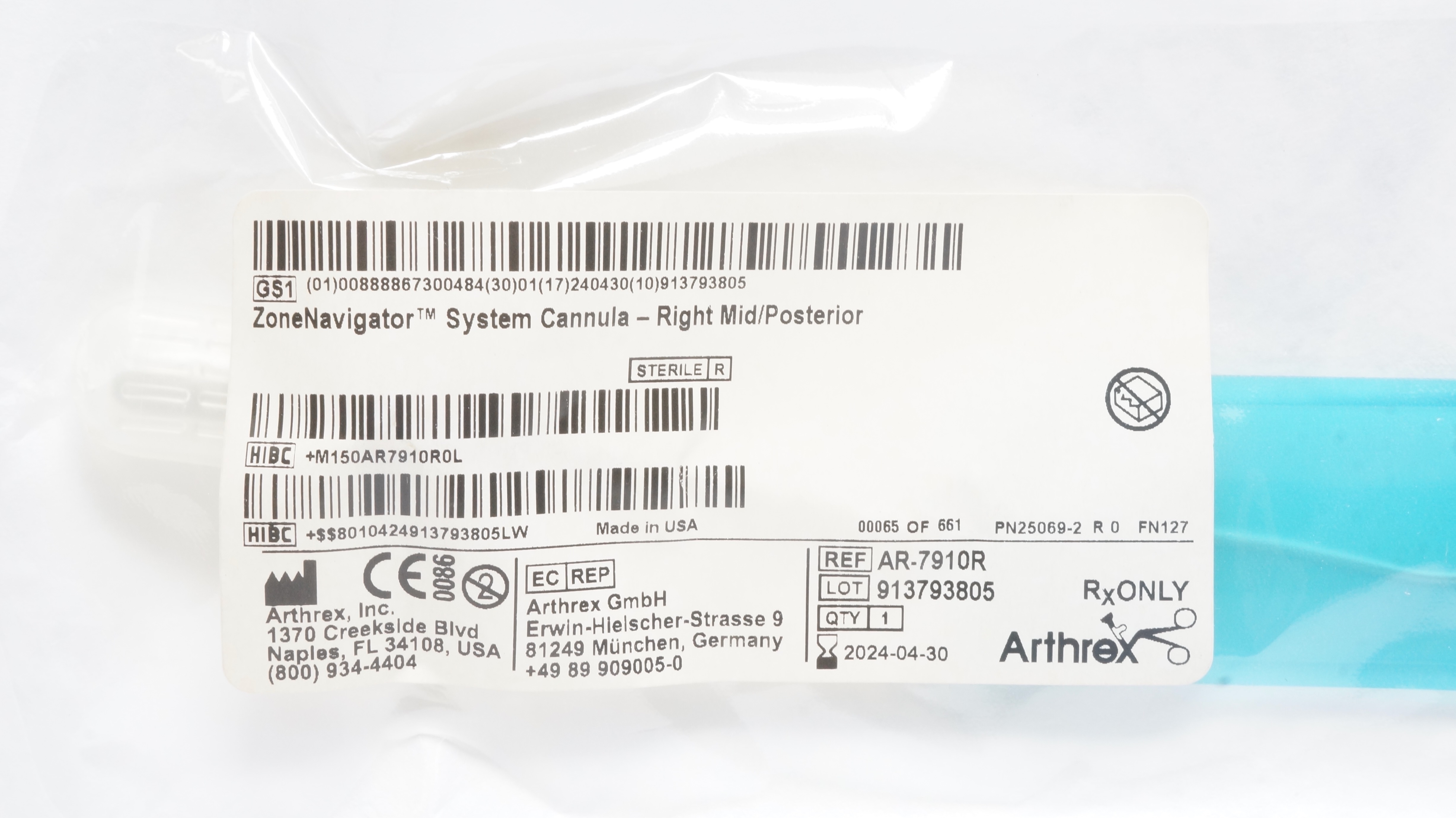 Arthrex AR-7910R ZoneNavigator Cannula System - Right Mid/Posterior (x)