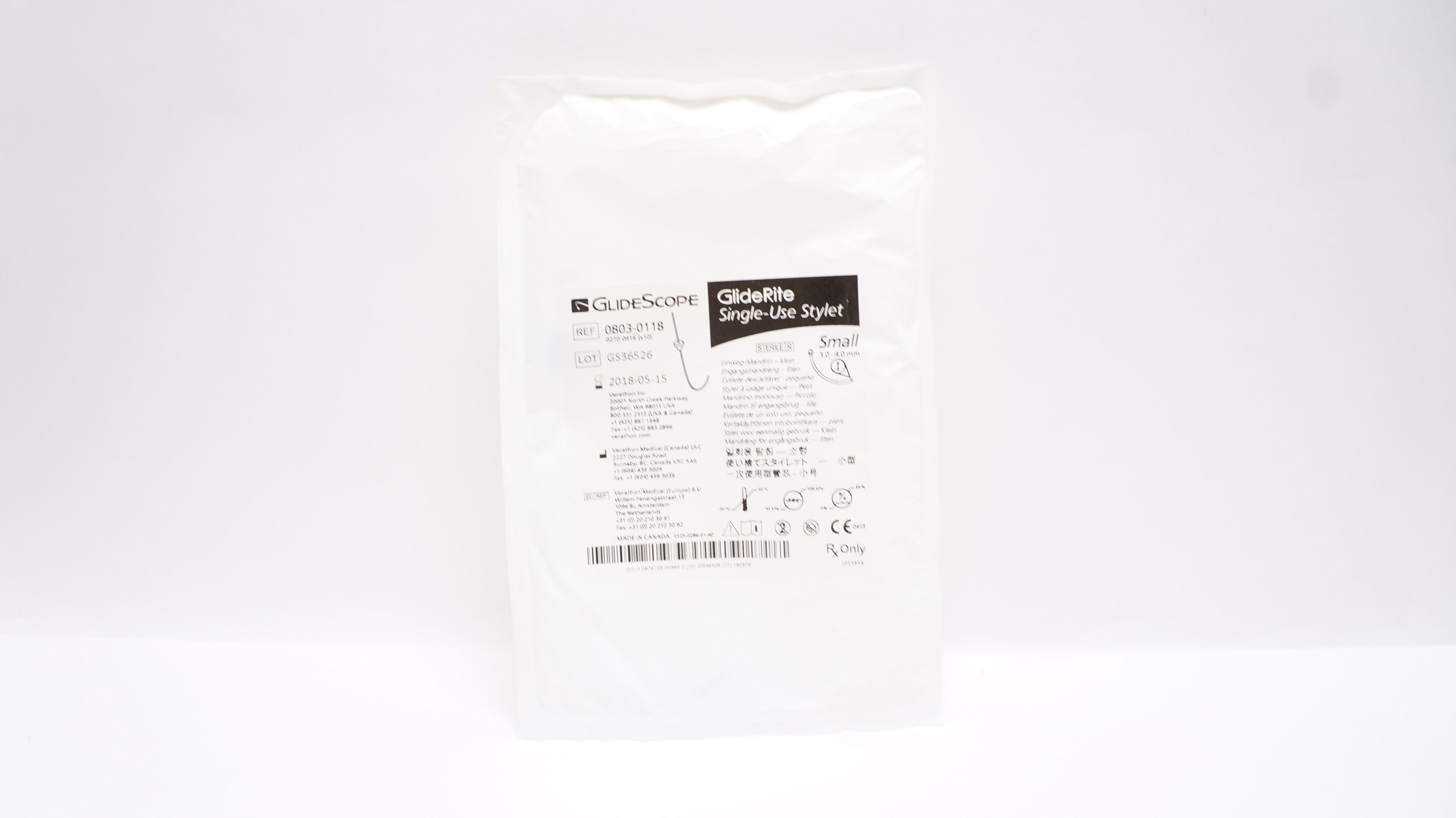 GlideScope 0803-0118 GlideRite Single-Use Stylet Small 3.0 - 4.0mm (x)