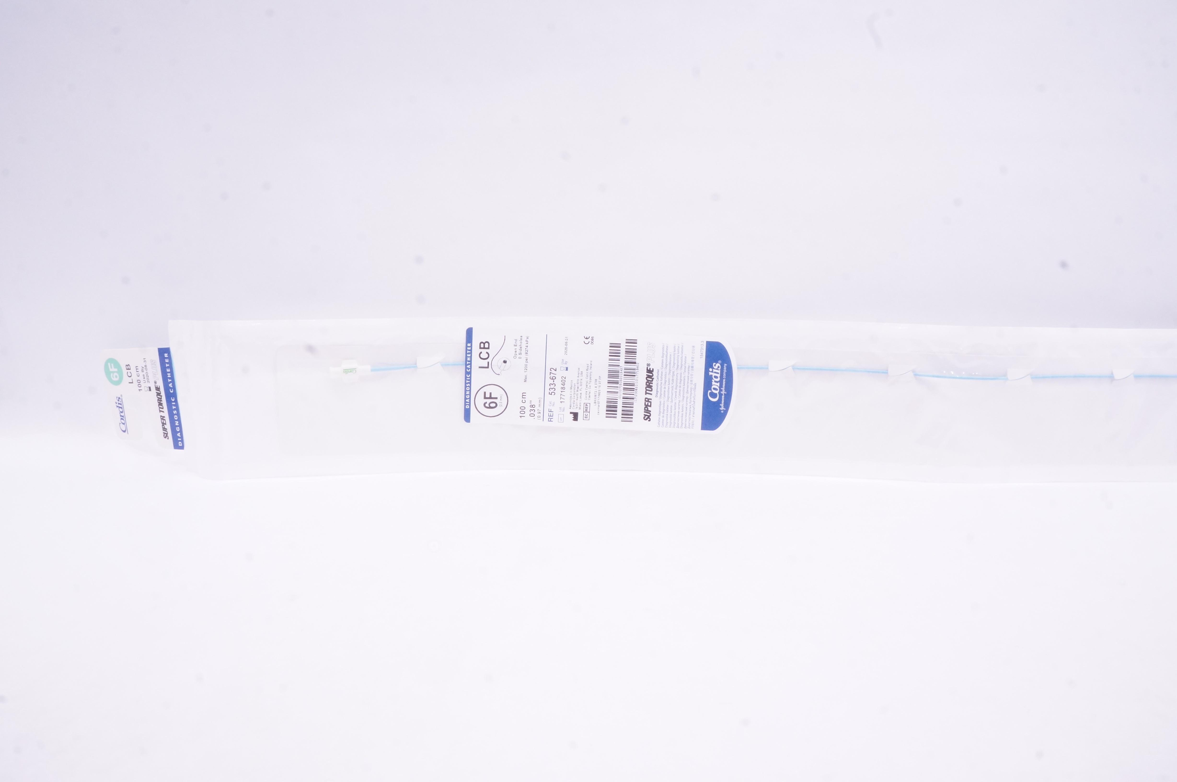 Cordis 533-672 Super Torque Plus LBC Diagnostic Cath. 6 x .038in x 100cm  (x)
