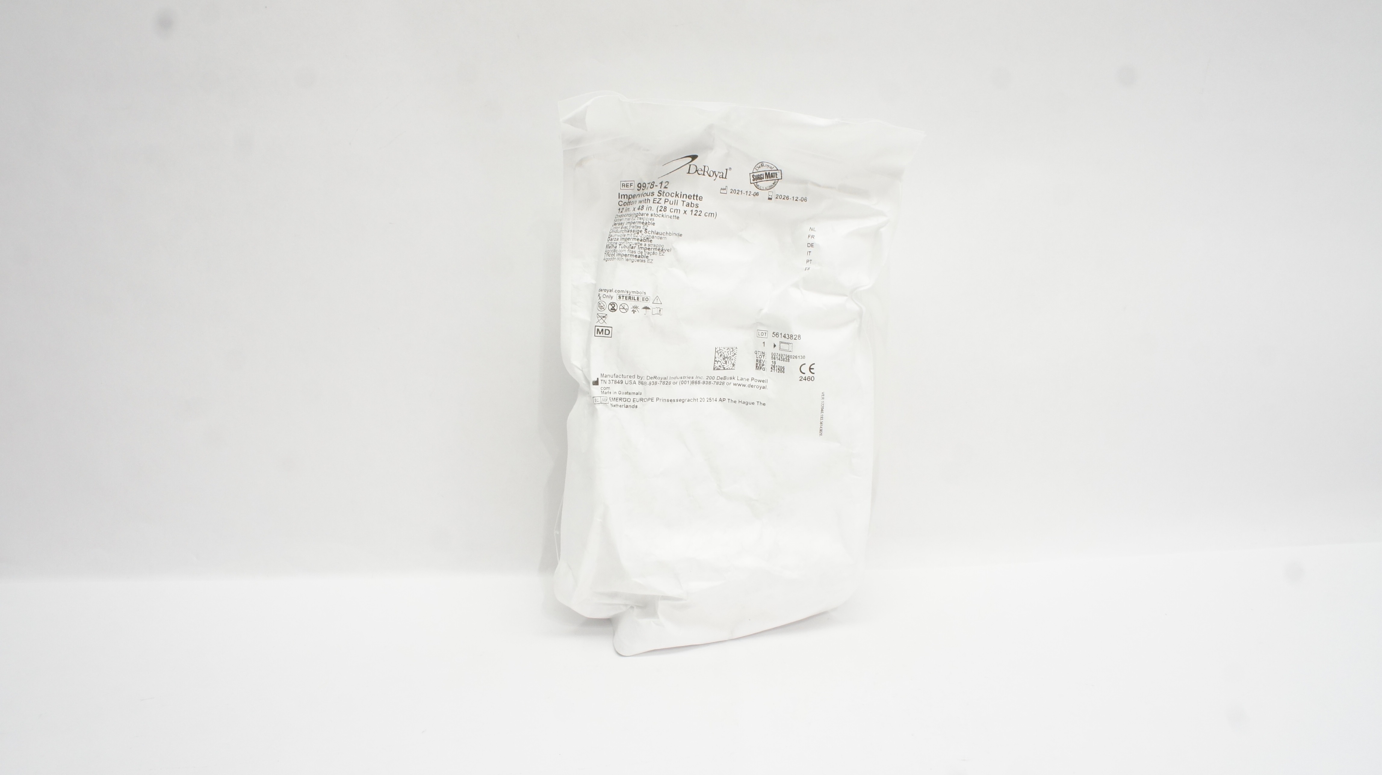 DeRoyal 9978-12 Impervious Stockinette Cotton with EZ Plus Tabs 12inch x 48inch