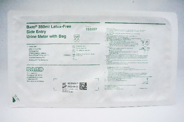 Bard 153207 350ml Latex-Free Side Entry Urine Meter with Bag