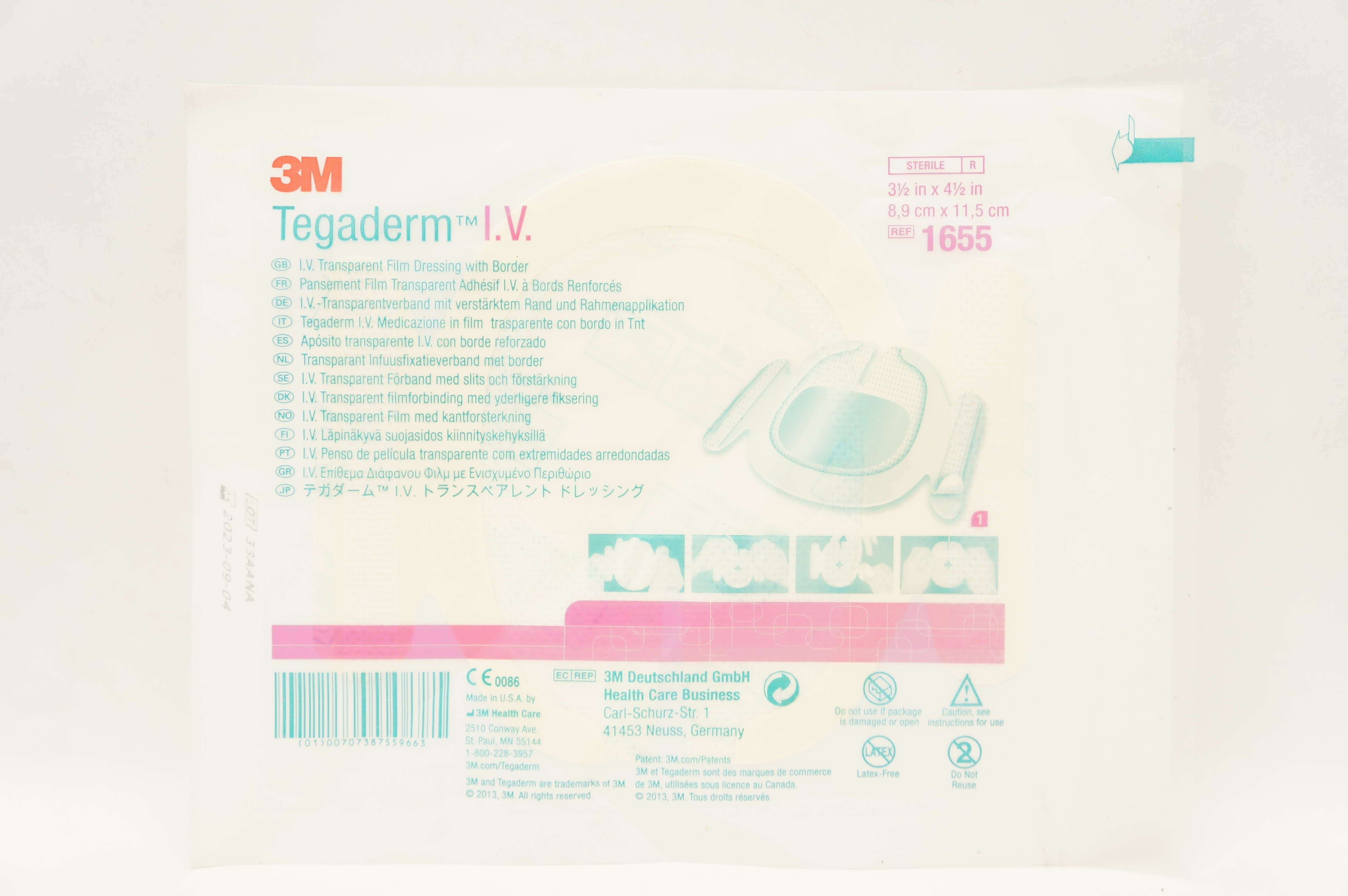 3M 1655 Tegaderm IV Transparent Film Dressing with Border 3-1/2 x 4-1/2inch(x)