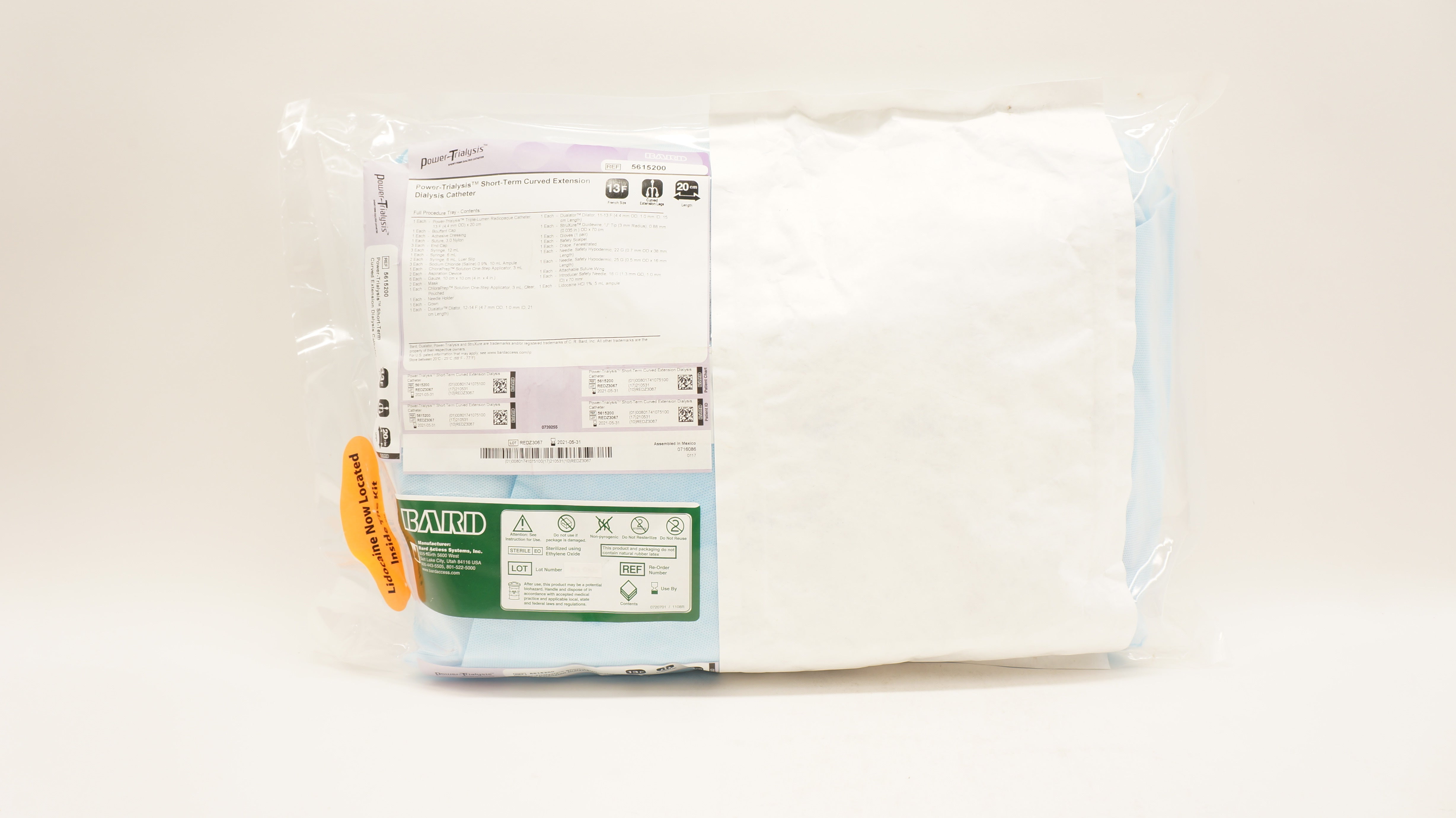 Bard 5615200 Power-Trialysis Short-Term Curved Extension Dialysis Cath. 13F (x)