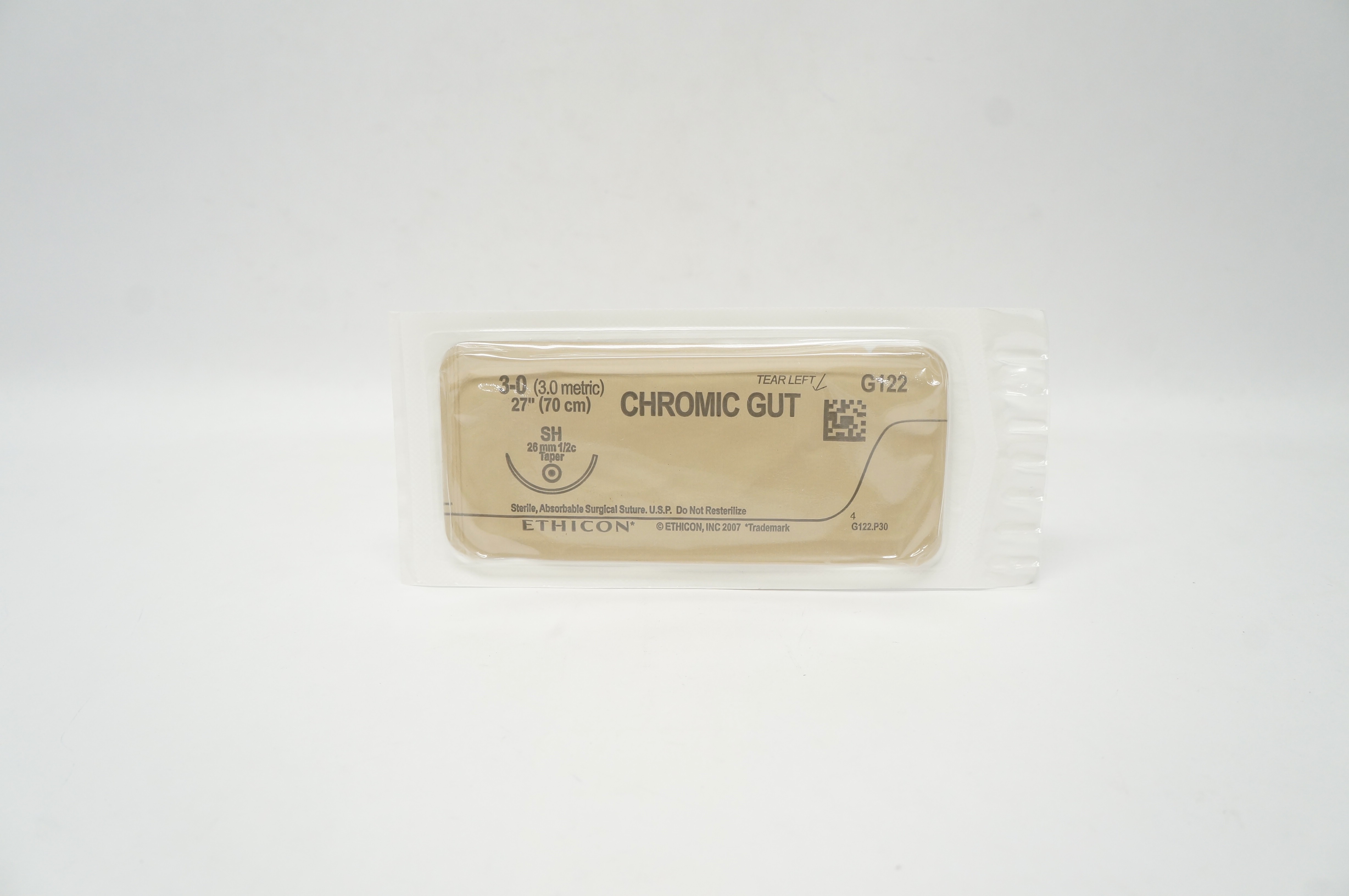 Ethicon G122 3-0 Chromic Gut SH 26mm 1/2c Taper, 27inch