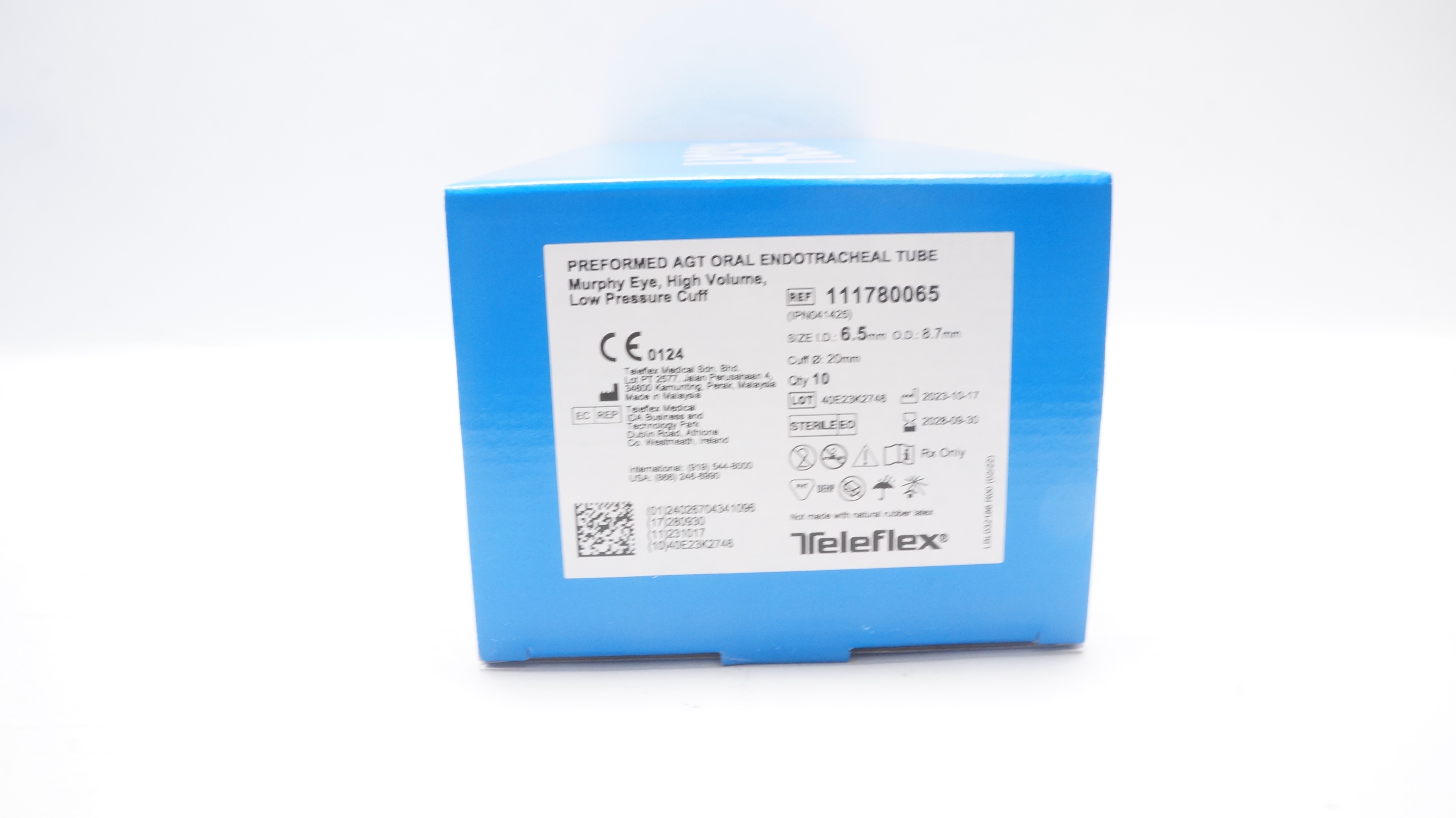 Teleflex 111780065 Rusch Oral Endotracheal Tube 6.5 x 8.7 x 20.0mm - Box of 10