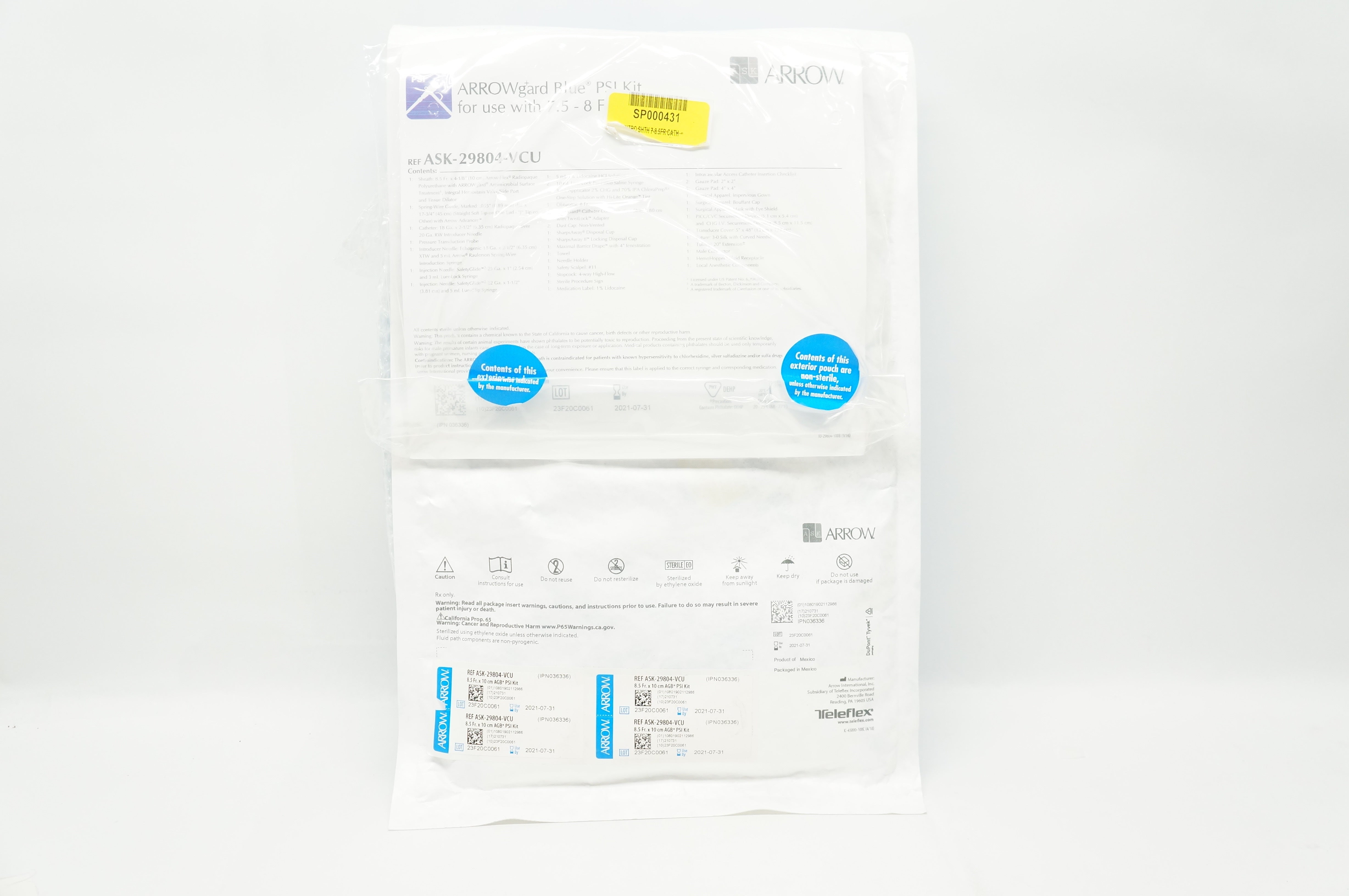 Arrow ASK-29804-VCU ARROWgard Blue PSI Kit 8.5Fr x 10cm x .035inch (x)