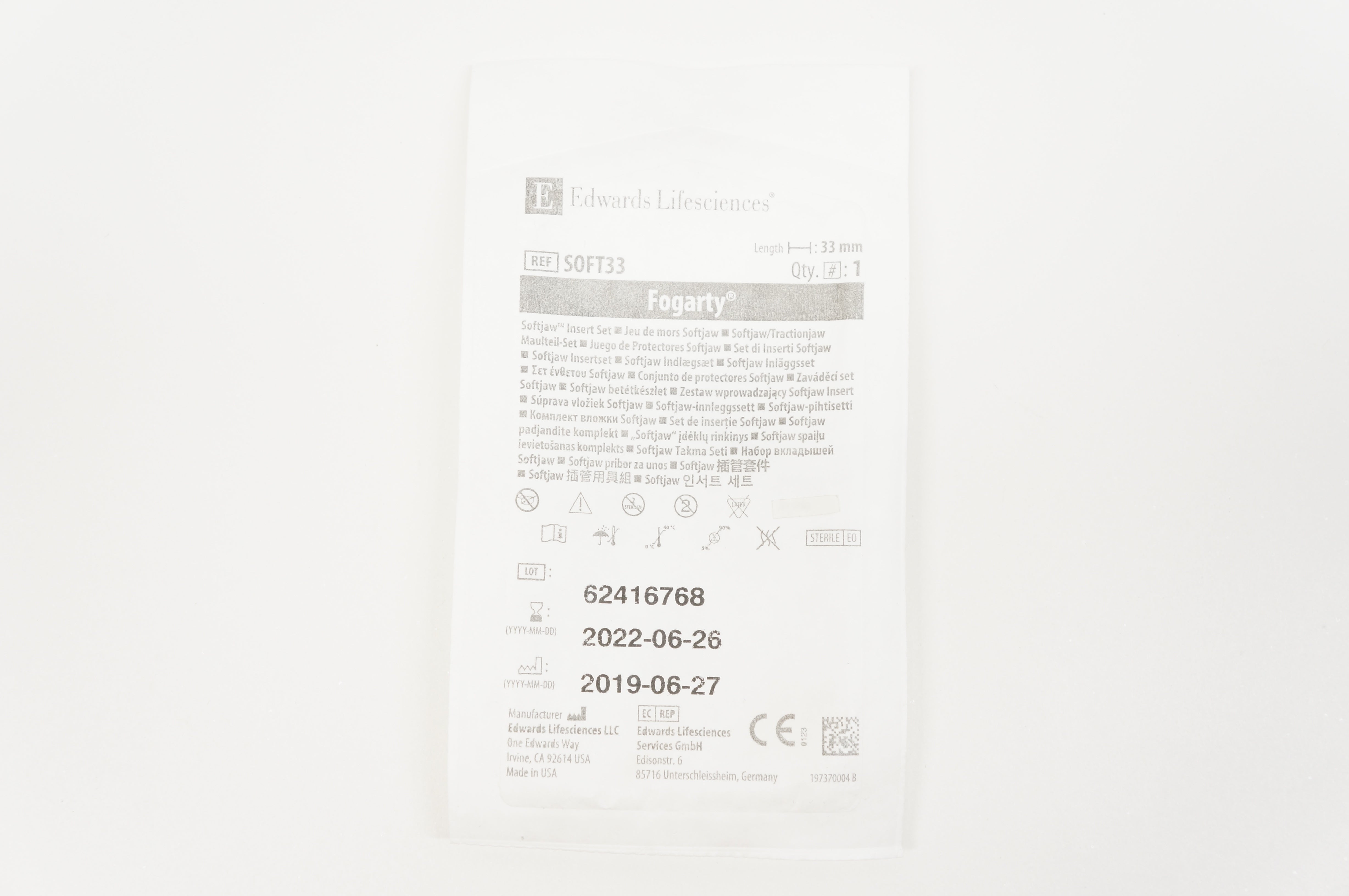 Edwards Lifesciences SOFT33 Fogarty Softjaw Insert Set 33mm