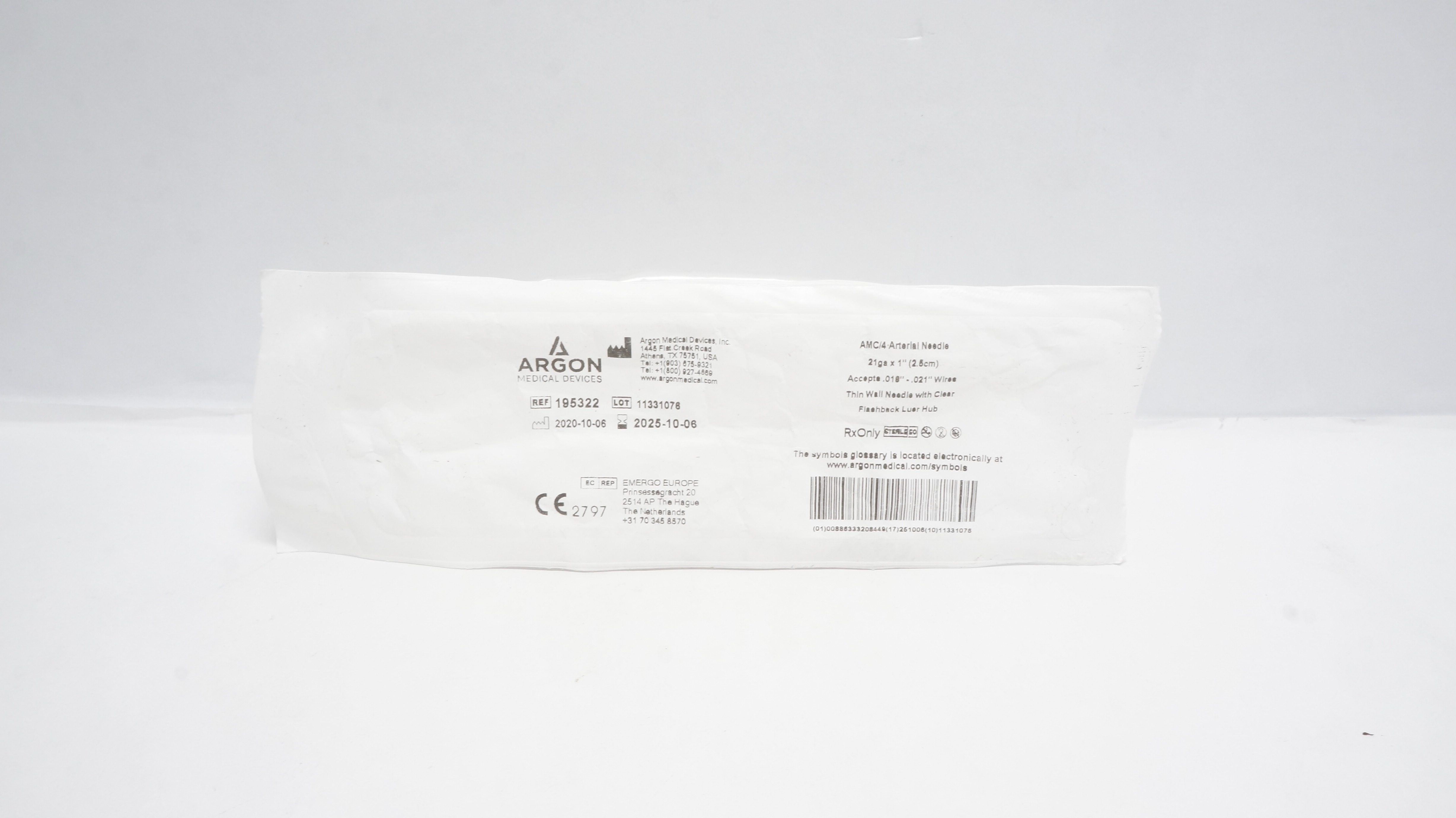 Argon 195322 AMC/4 Arterial Ndle. 21Ga x 1inch (x)