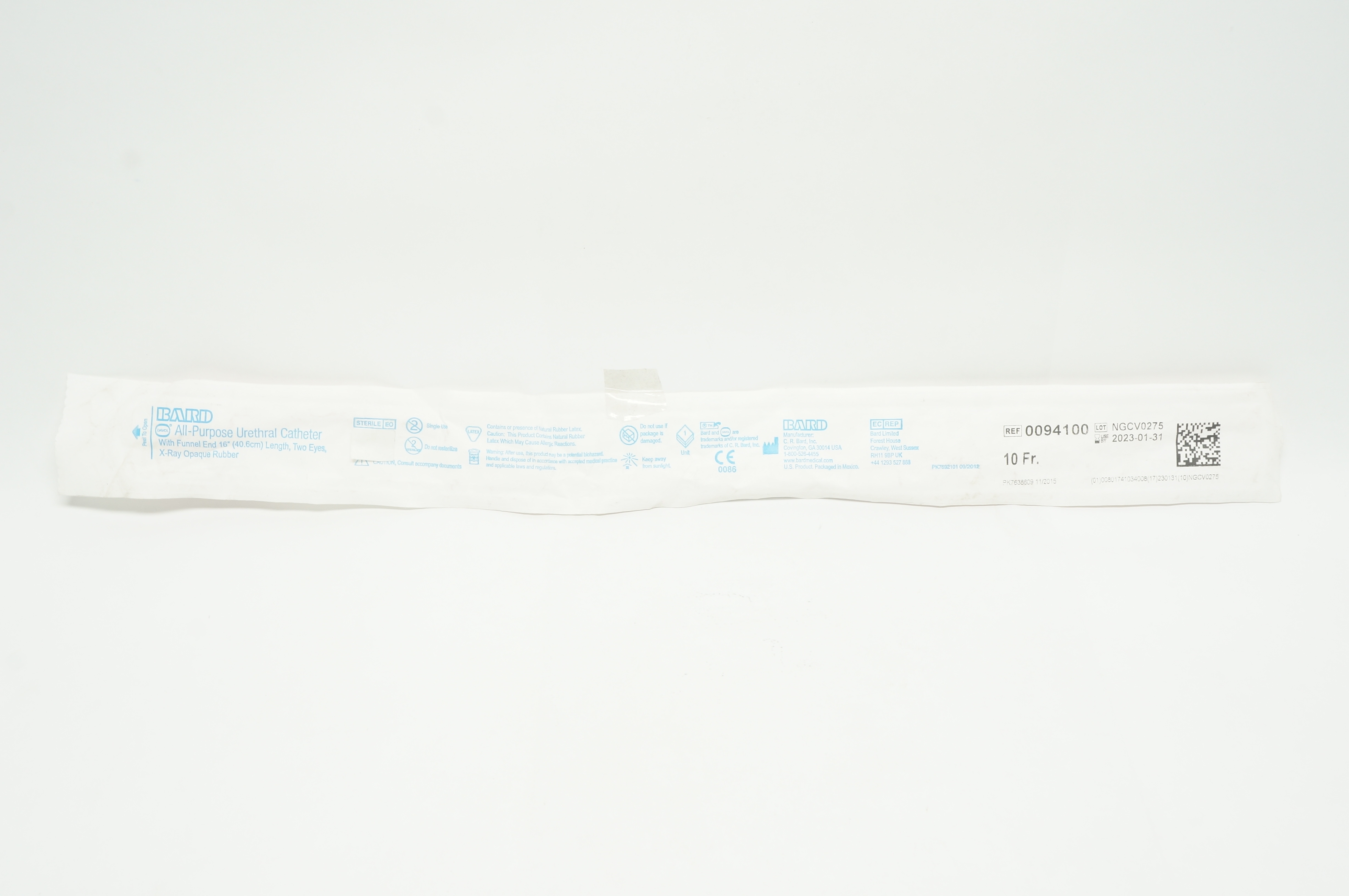 Bard 0094100 Davol All-Purpose Urethral Cath. 10Fr