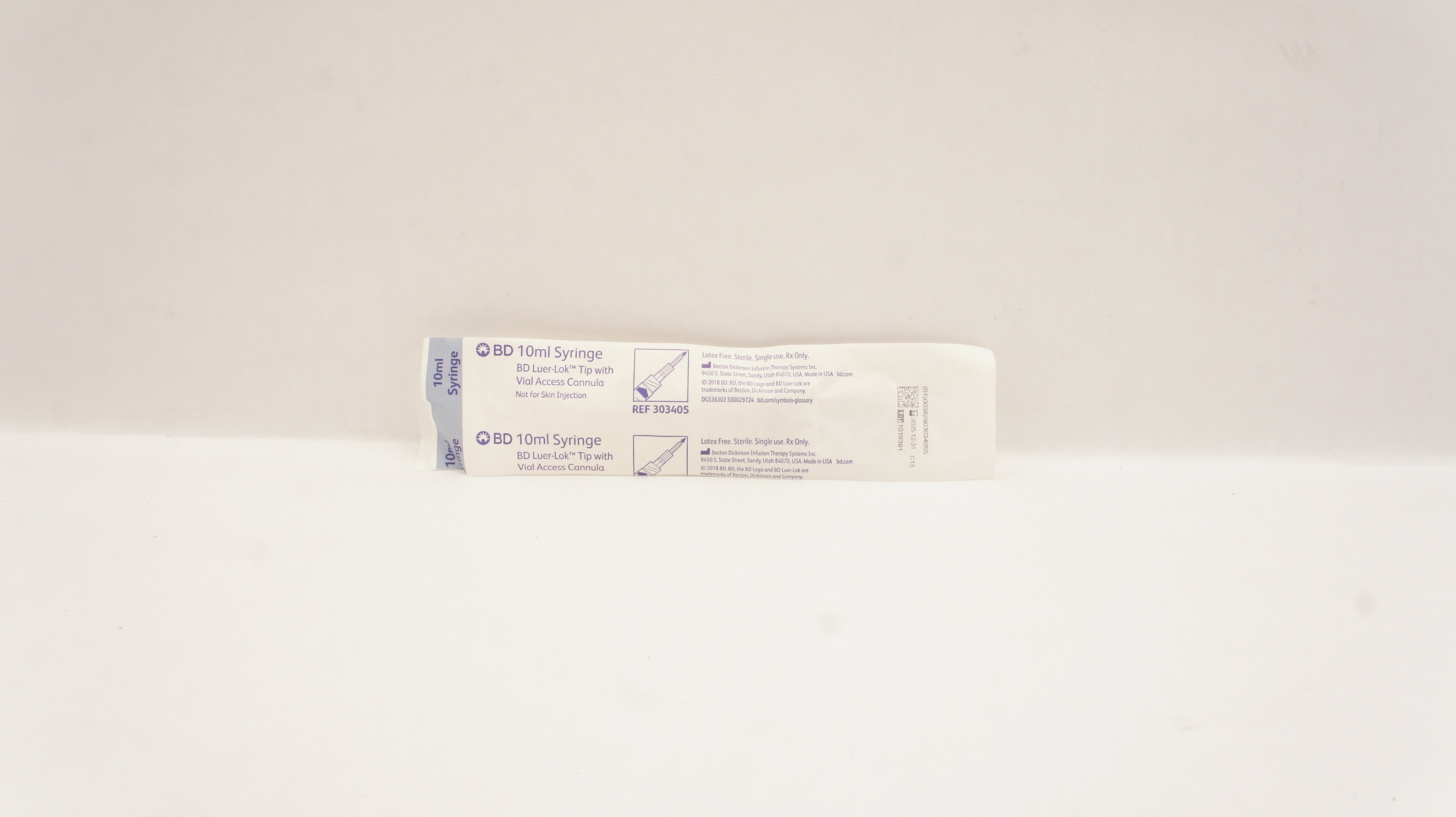 BD 303405 Luer-Lok Tip 10mL Syringe with Vial Access Cannula