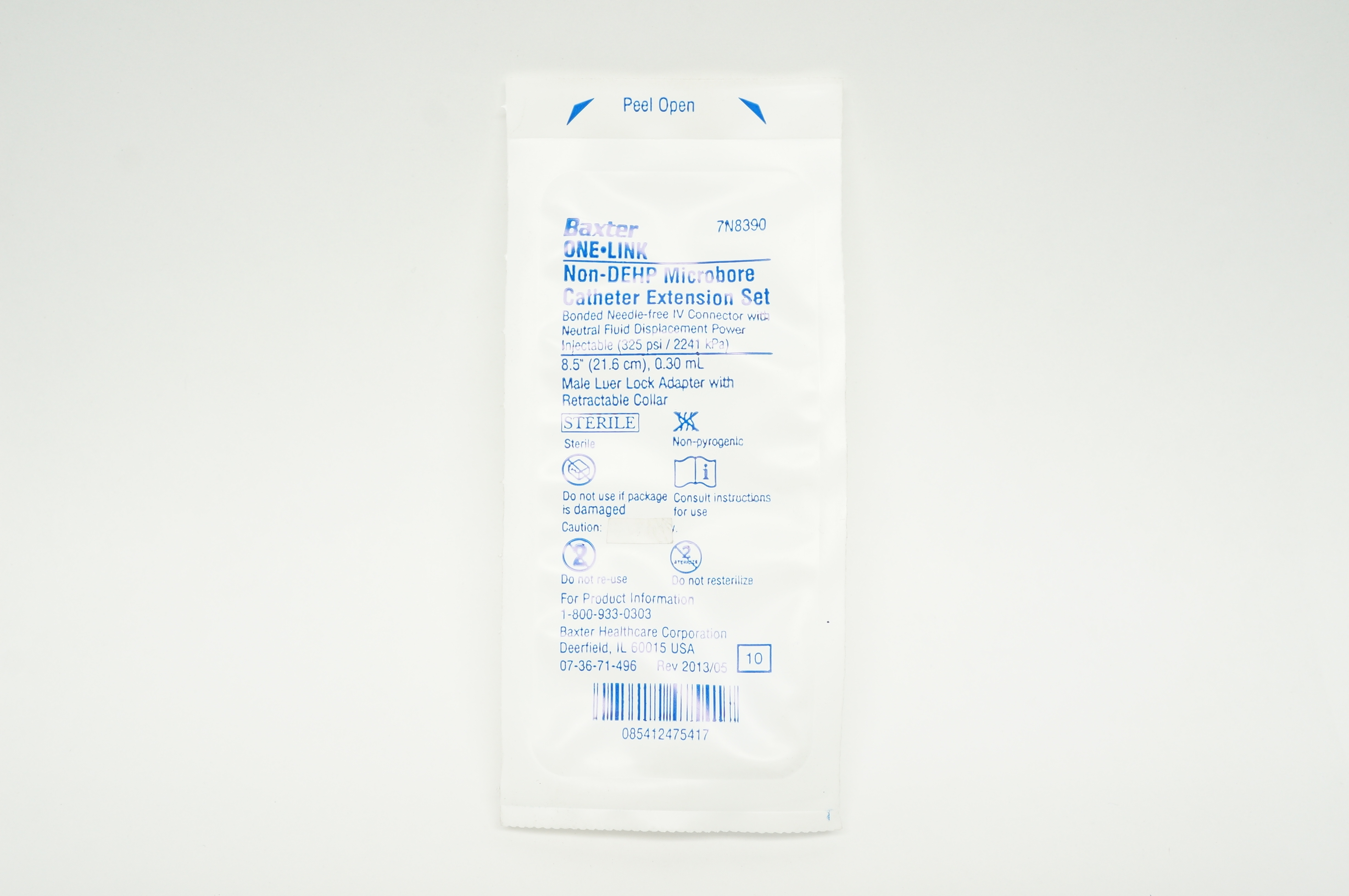 Baxter 7N8390 One-Link Non-DEHP Microbore Cath Extension Set 8.5 inch x 0.30 ml